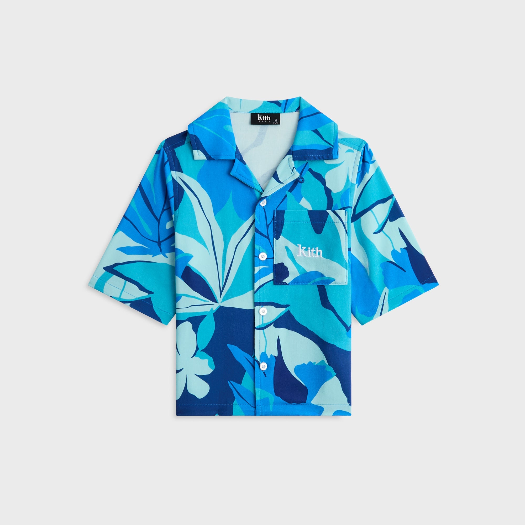 KITH グリーン サマー セットアップ Kith Kids Abstract Tropical Thompson Camp Shirt - Turquoise – Kith