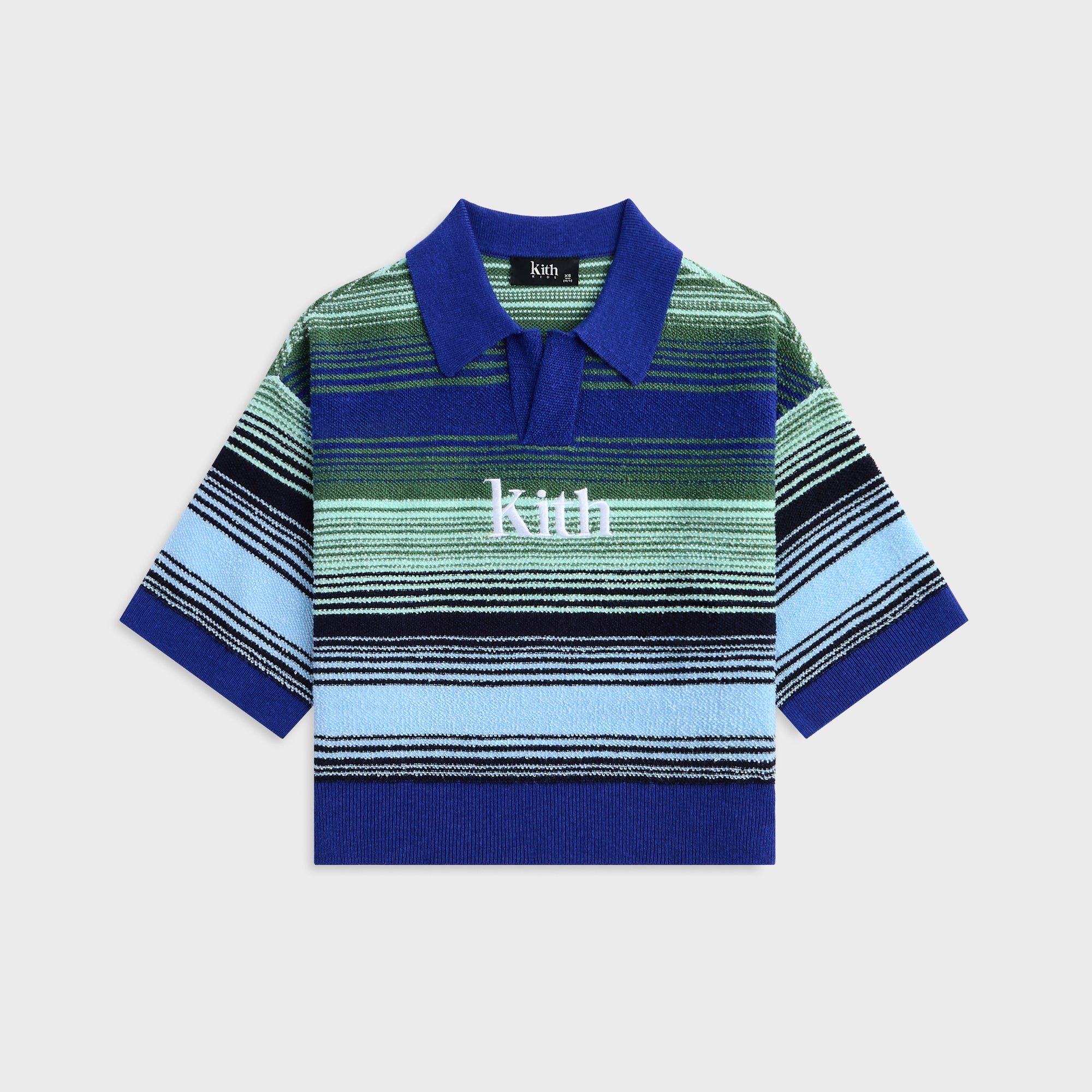 KITH KHM033427 シャドウストライプ スキッパー ポロシャツ L KITH Shadow Stripe Marcel Soccer Top 'Stadium' KHM033427-302