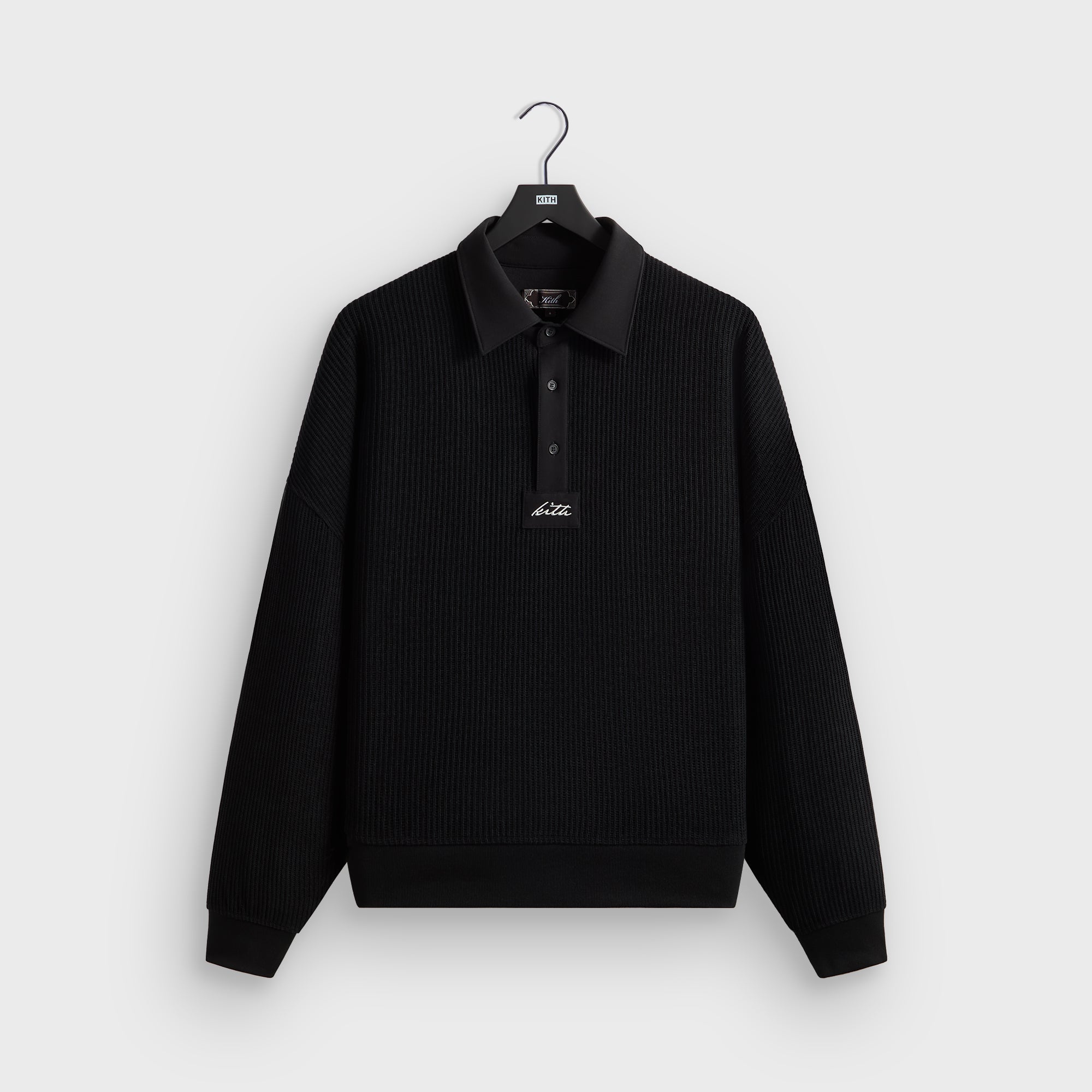 Kith Rib Stitch Ronin Henley Sweater - Black – Kith Japan