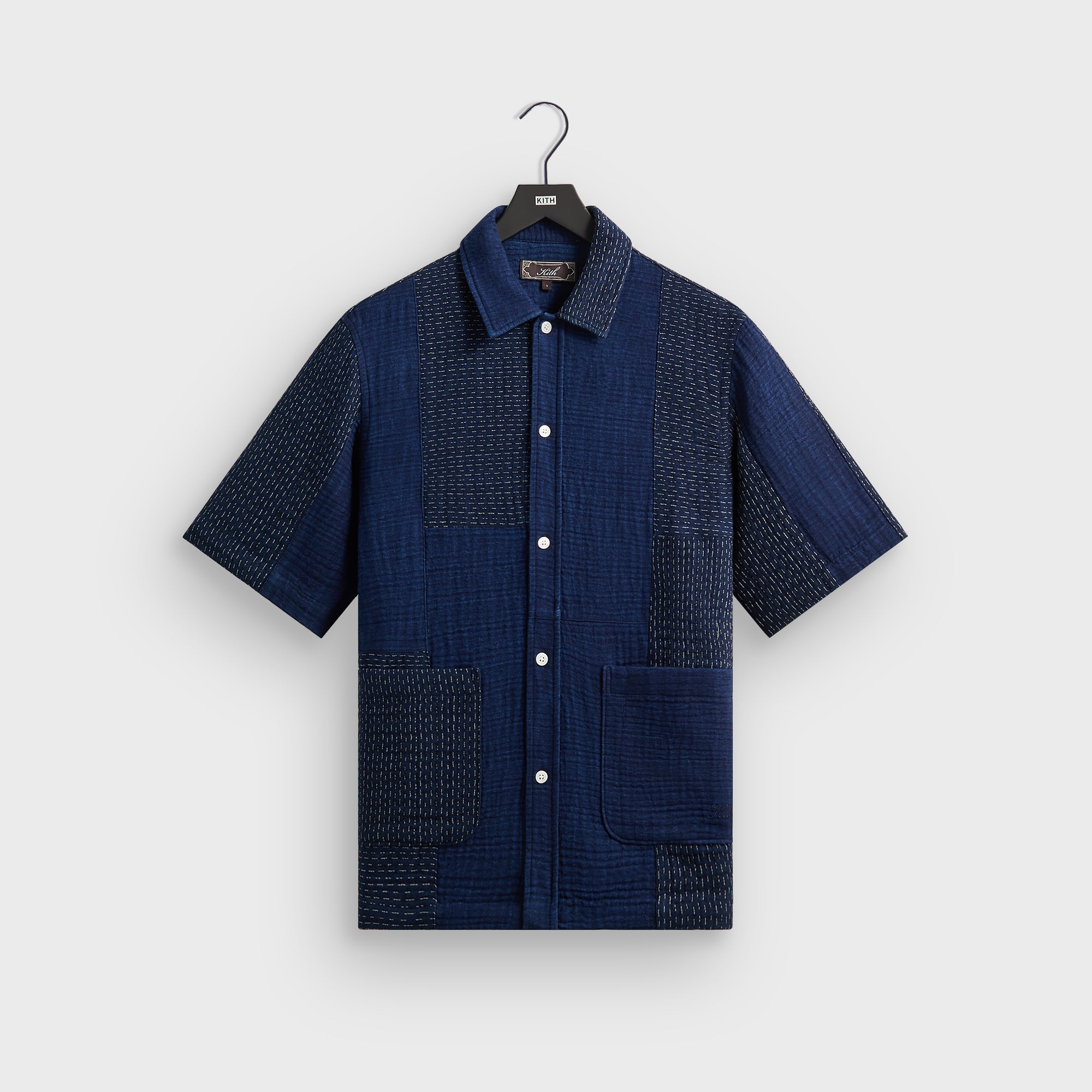 Kith Stitched Patchwork Boxy Collared Overshirt - Mid Indigo - PH