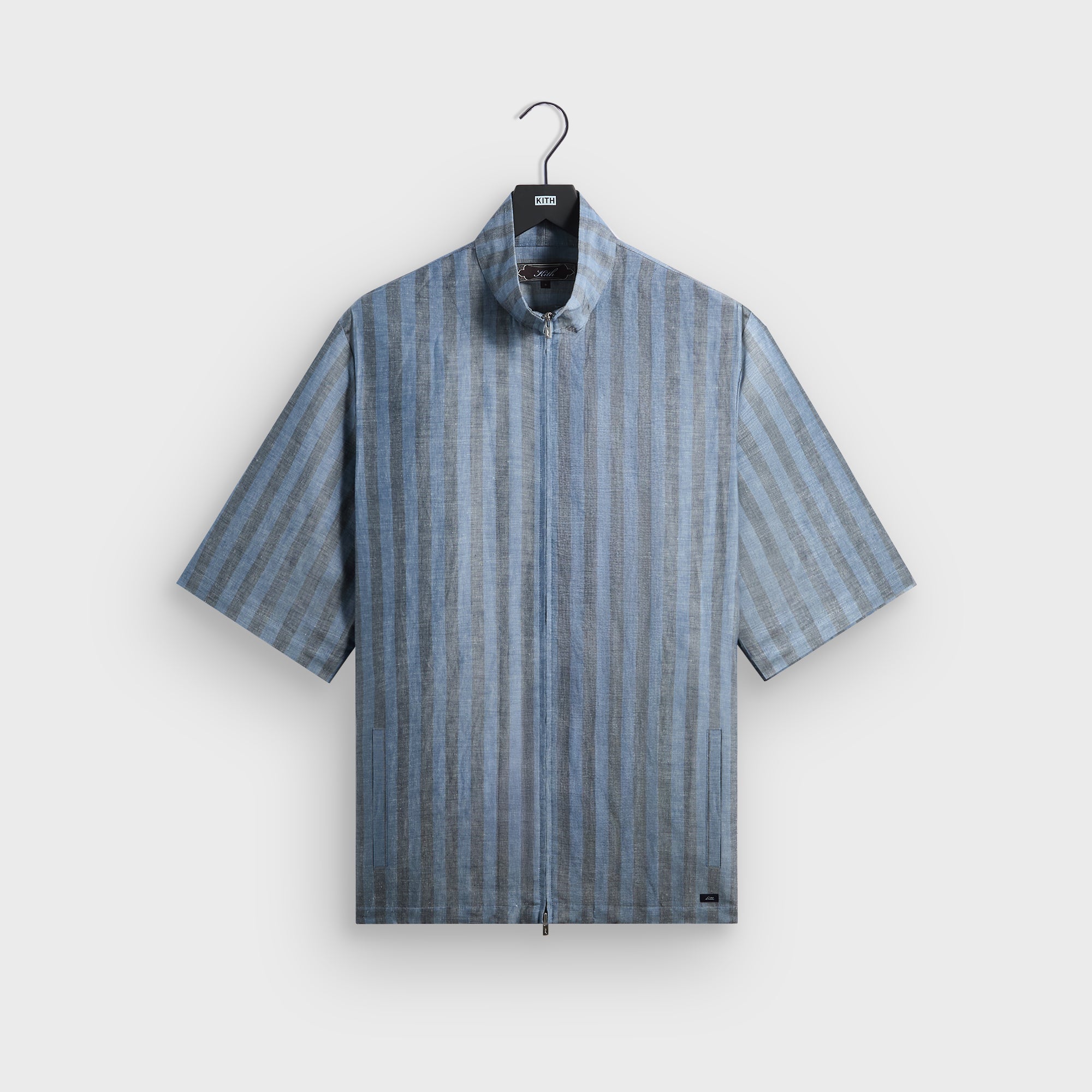 Kith Spun Silk Linen Stripe Colton Zip Front Shirt - Guide - PH