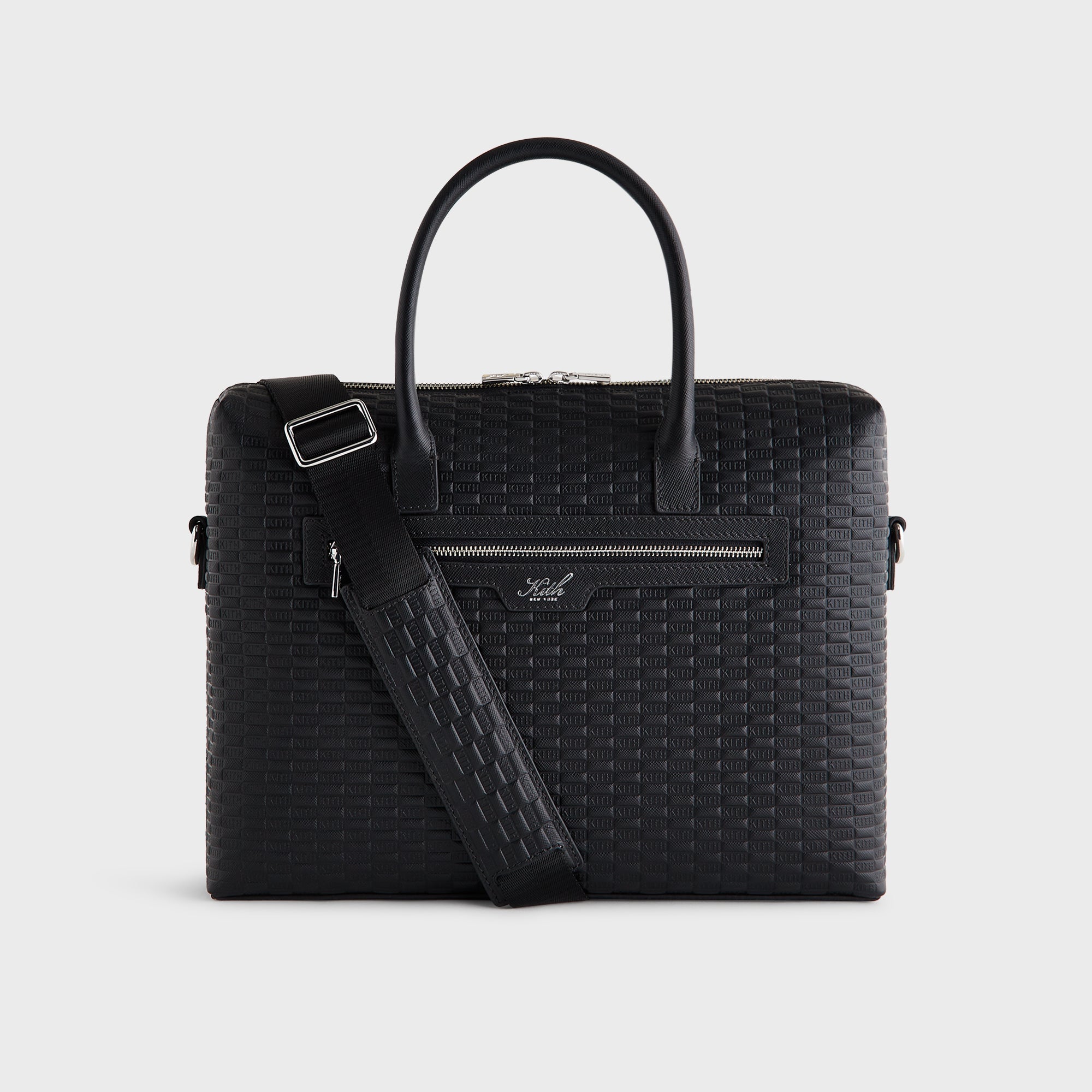 Kith Monogram Leather Messenger Briefcase - Black – Kith Japan