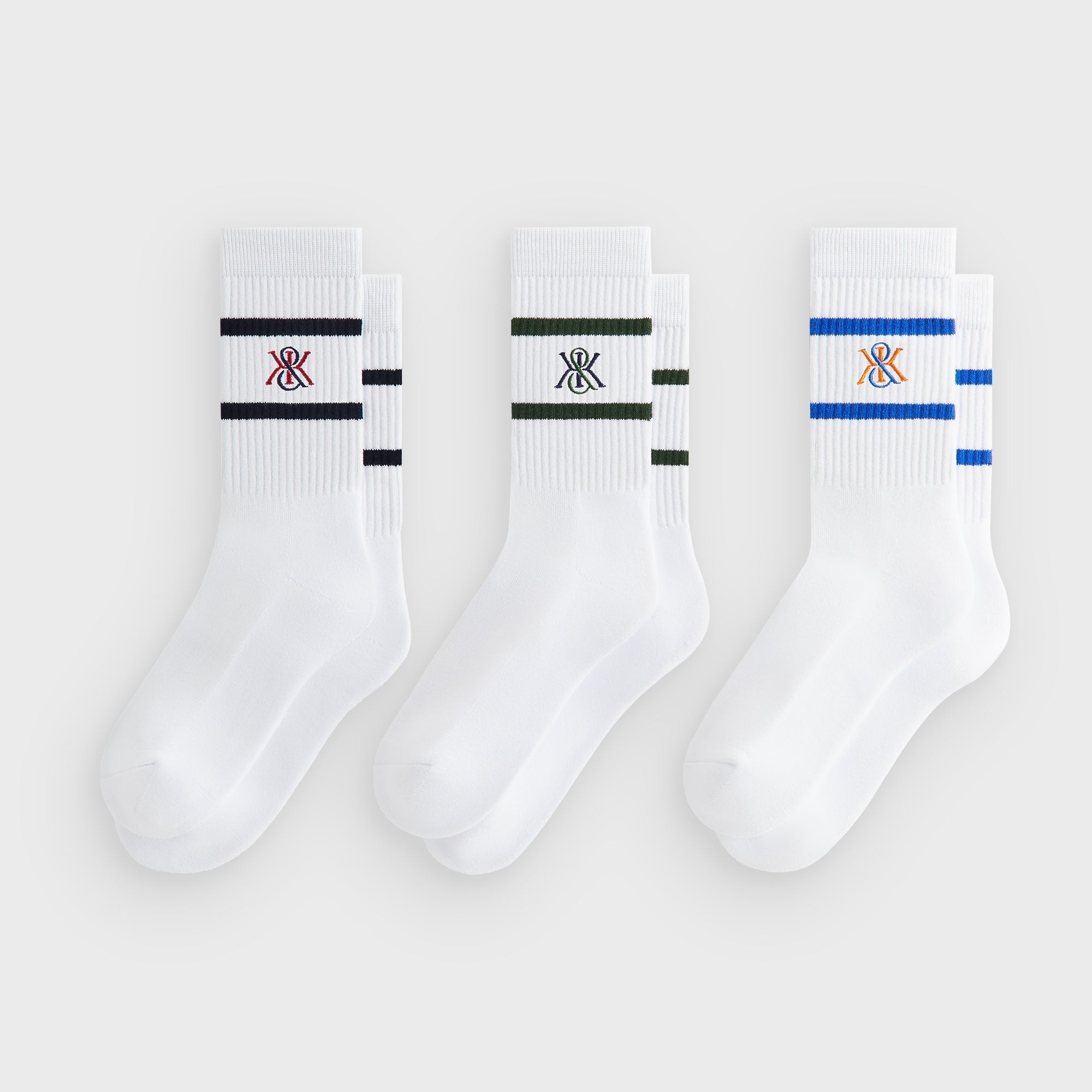 Kith 3-Pack K Crest Striped Cotton Crew Socks - White – Kith Japan