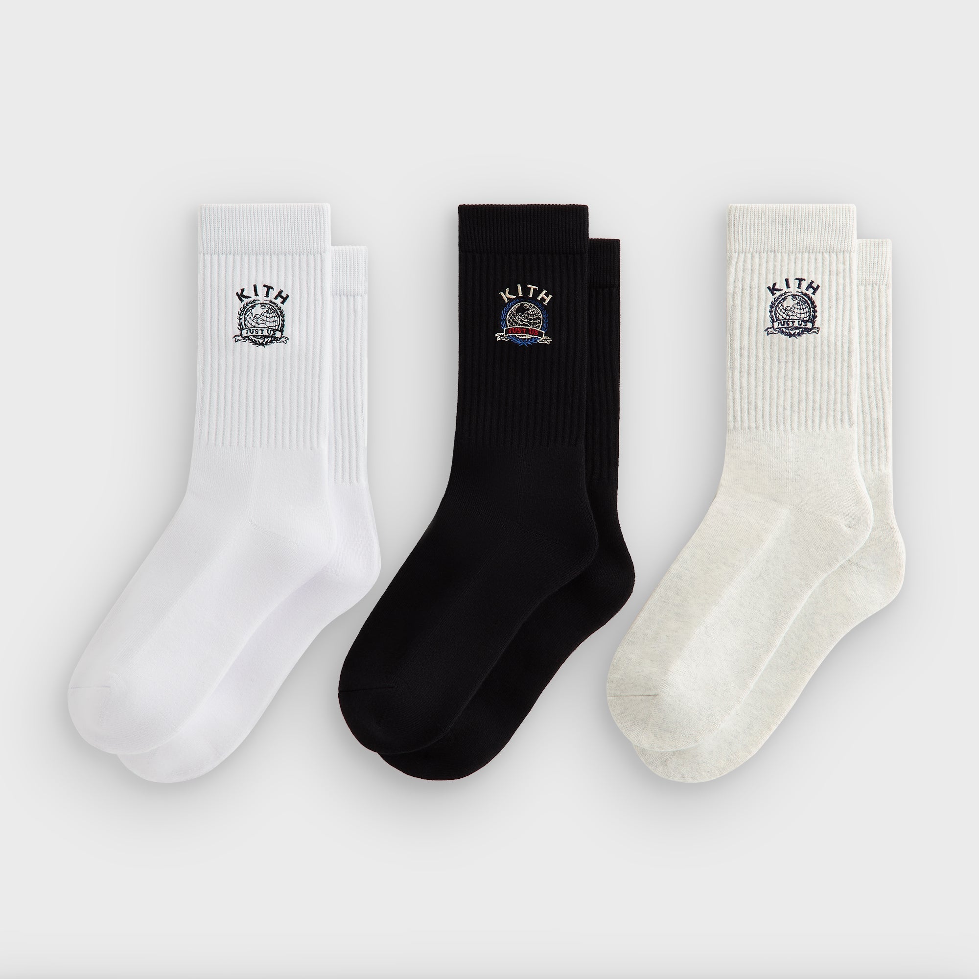 Kith 3-Pack Just Us Cotton Crew Socks - Multi - PH – Kith Japan