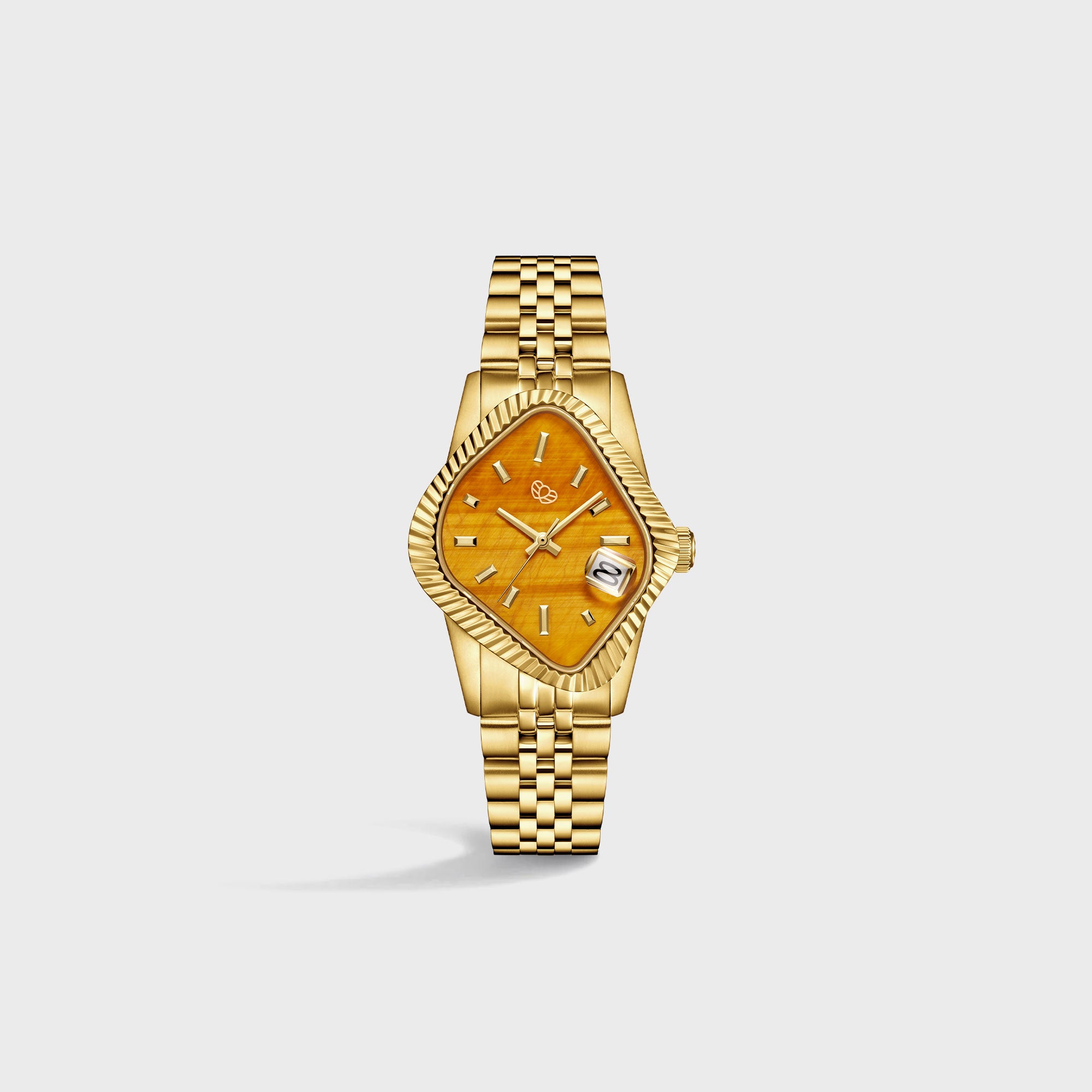 Laarvee Golden Precision Steel - Polished Fluted Bezel / Natural