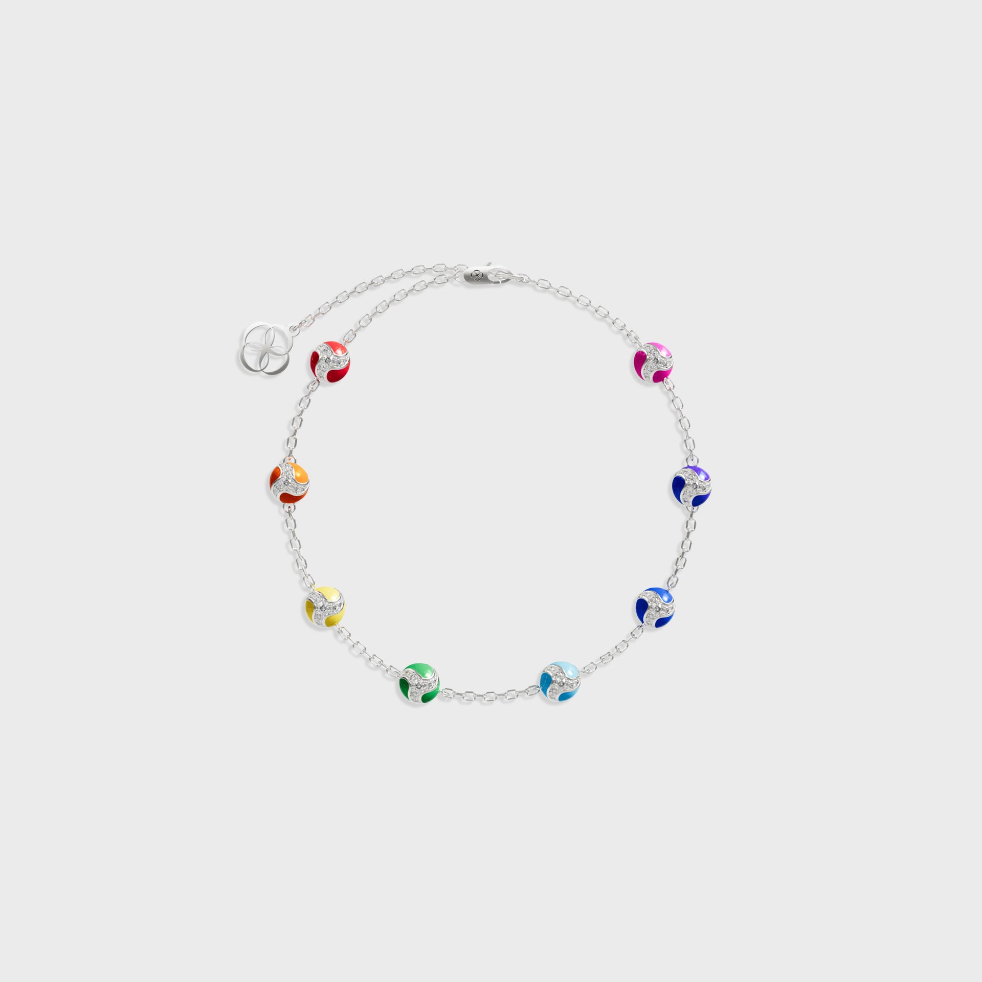 BUDAHOOD 888 Rainbow Dragon Ball Bracelet - SILVER