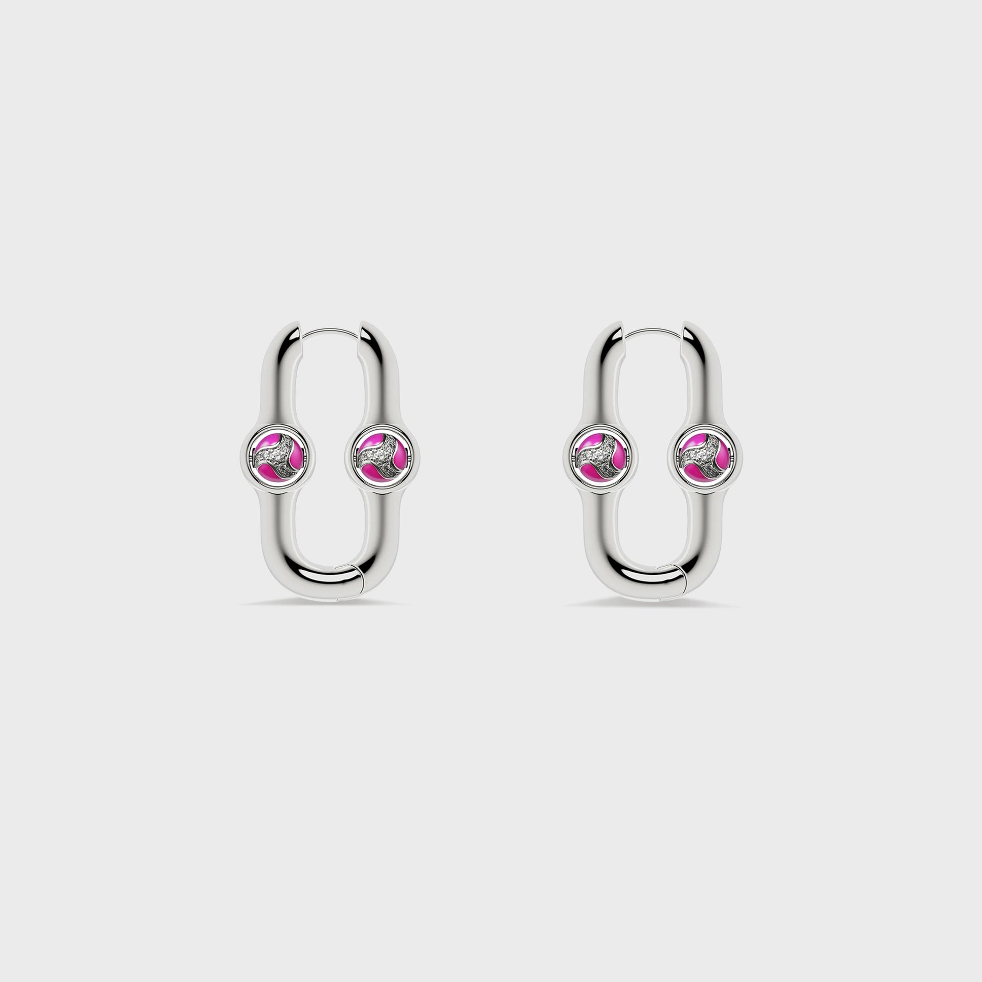 BUDAHOOD Gate Of Joy Earrings In Pink - SILVER