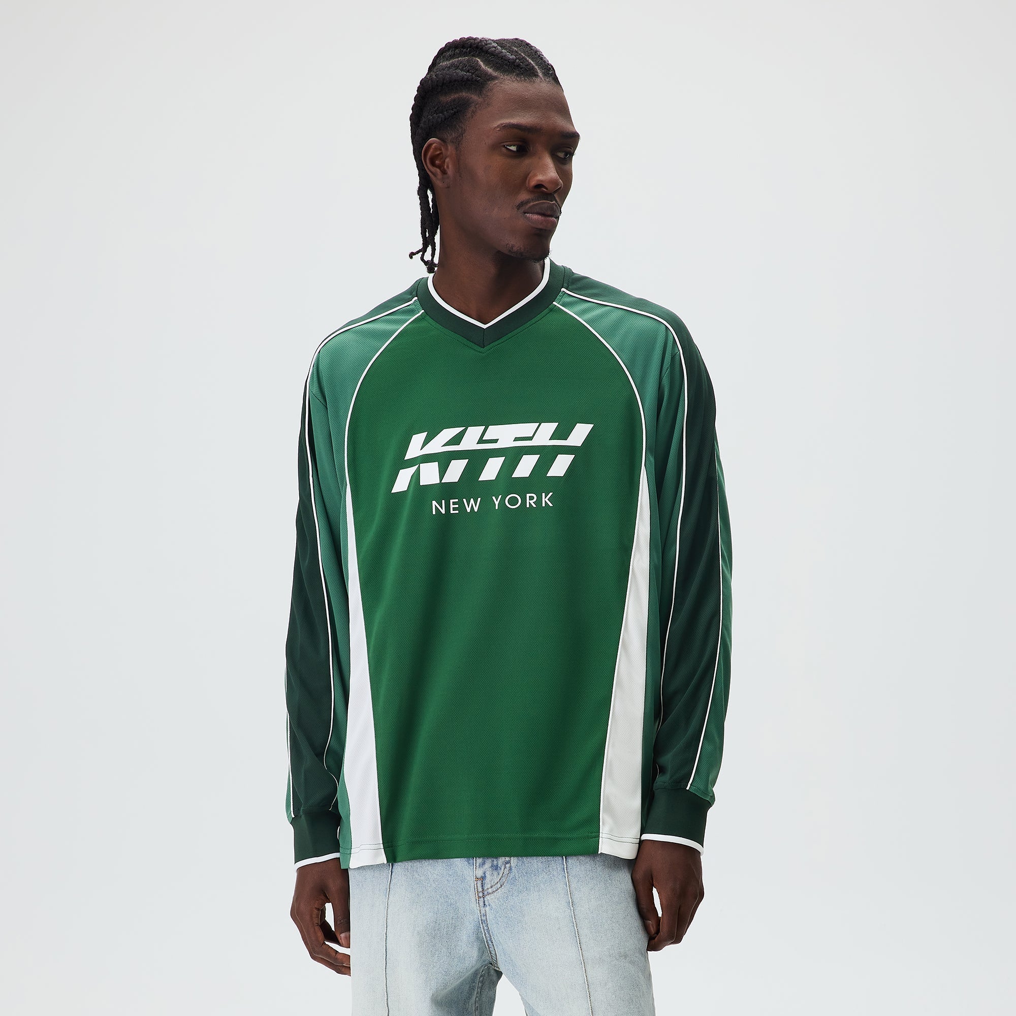 Kith ダークグリーン ストライプ サッカーシャツ L ルーズフィット プリントサッカーシャツ - ダークグリーン／ストライプ