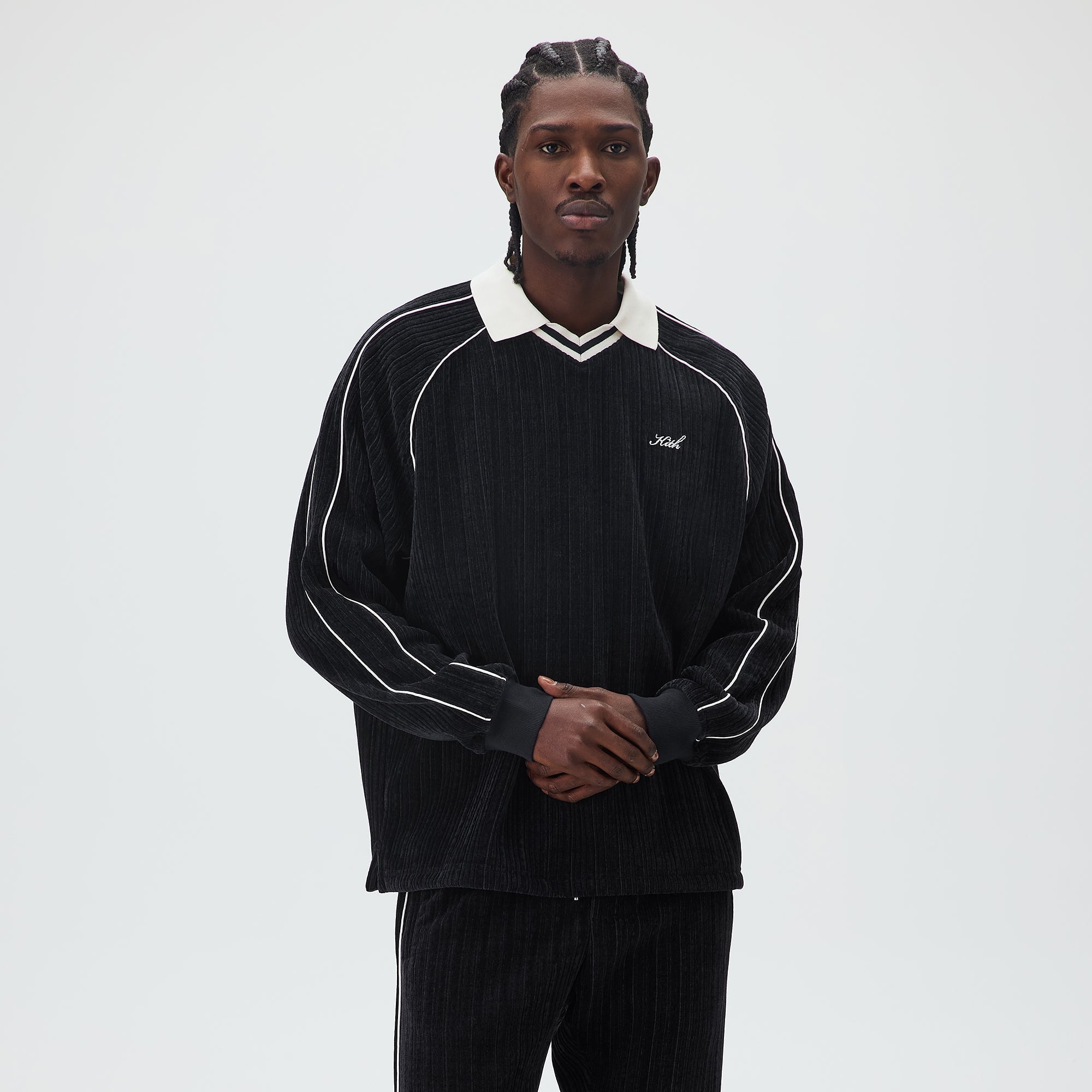 Kith Velvet Corduroy Long Sleeve Trevor Polo - Ink – Kith Japan