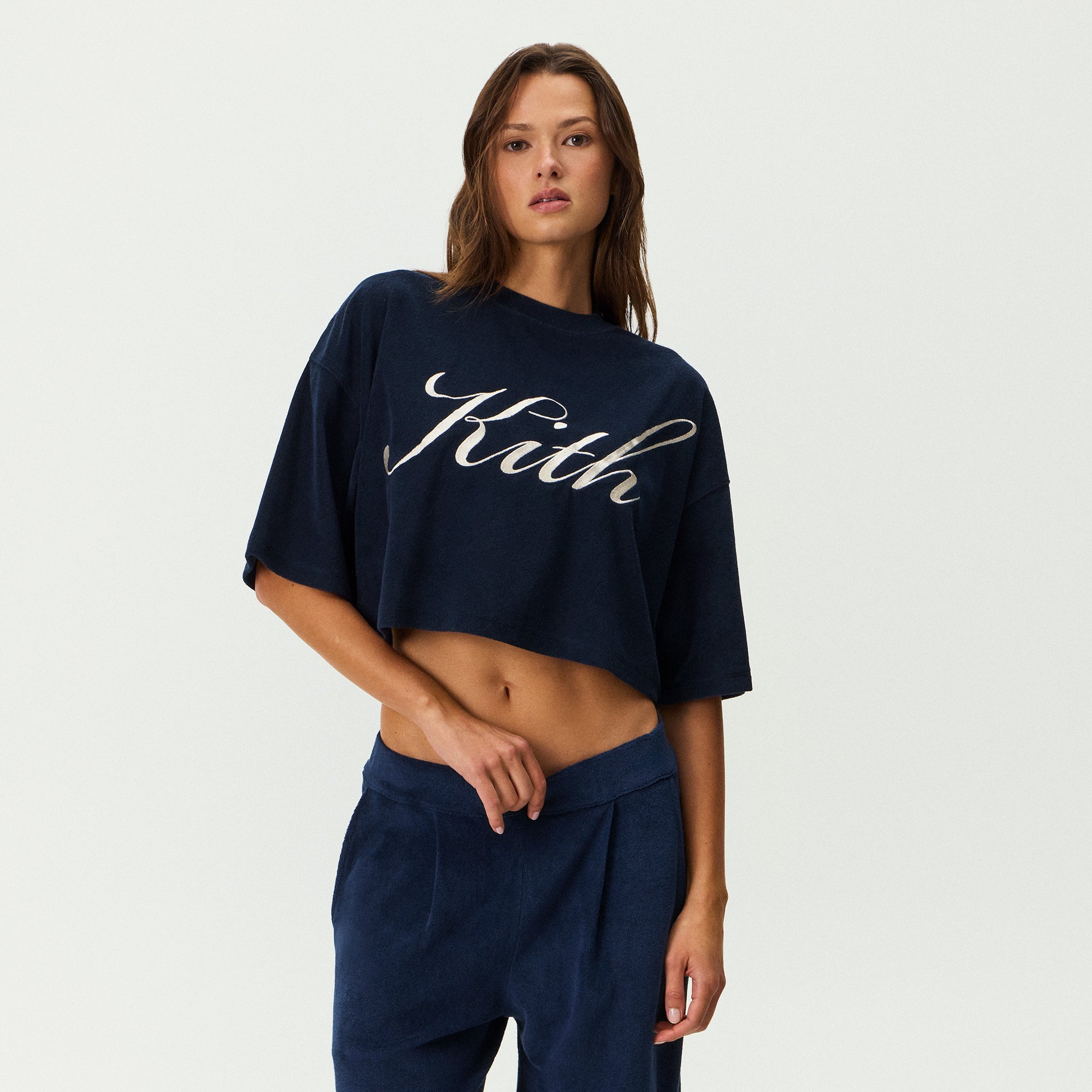 Kith Women Min Towel Terry Cropped Tee - Nocturnal – Kith Japan