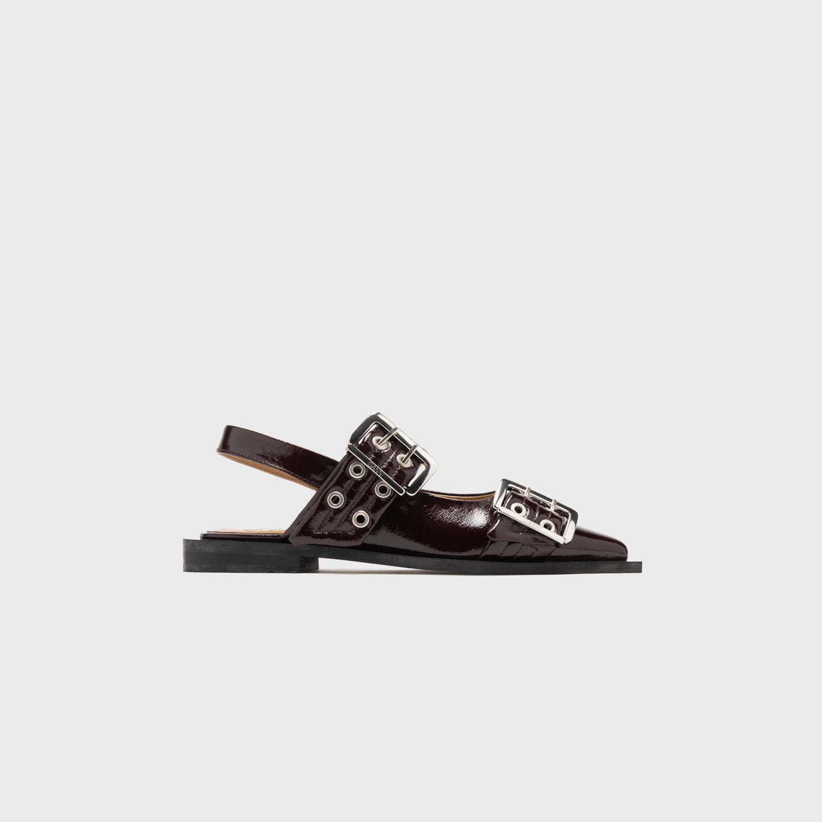Ganni Feminine Buckle Ballerina - Burgundy