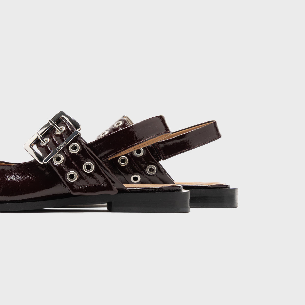 Ganni Feminine Buckle Ballerina - Burgundy