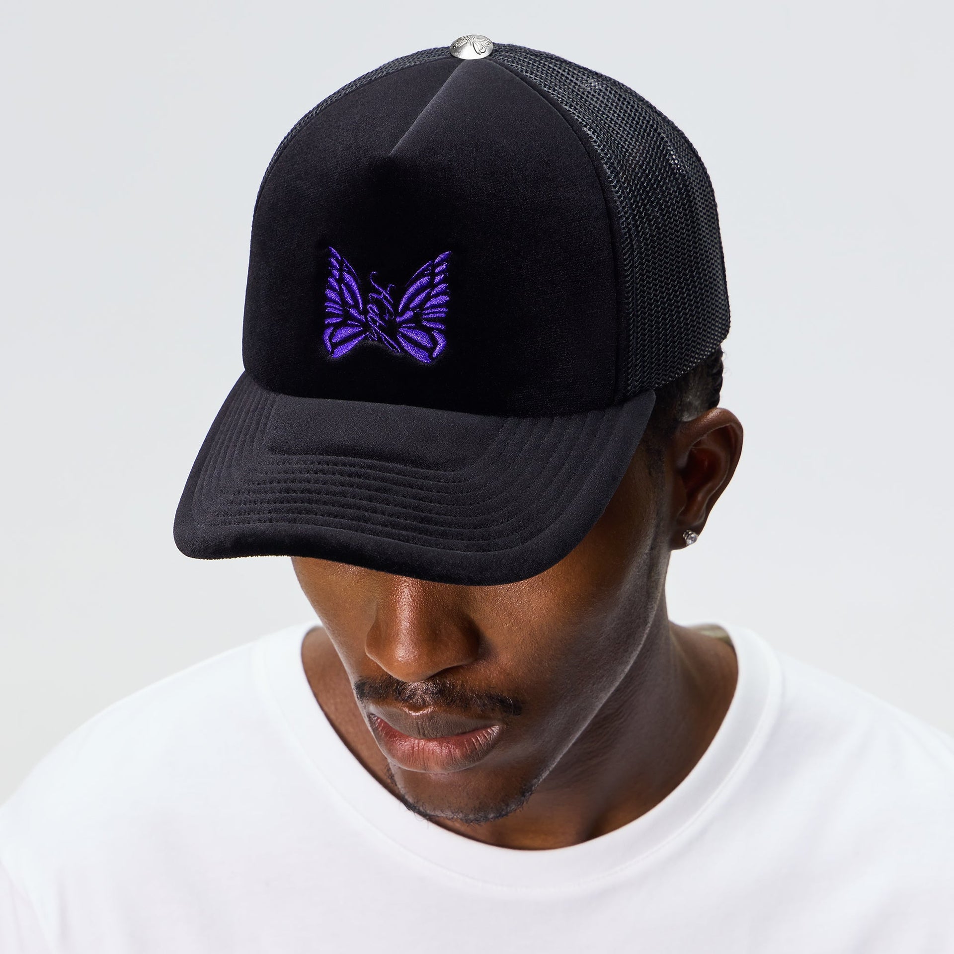 Kith for Needles Velour Nolan Trucker Cap - Black
