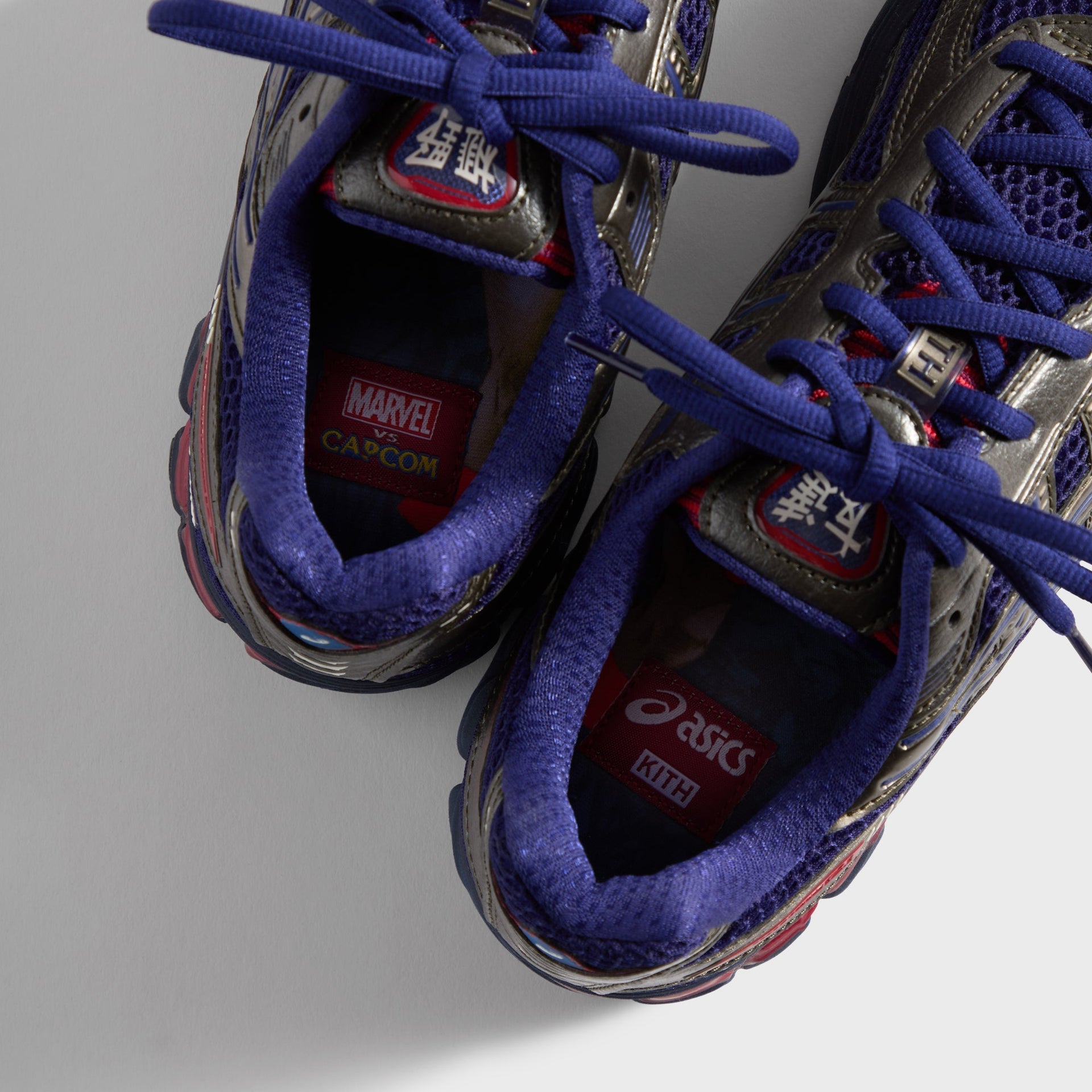 Marvel vs. Capcom | Kith for ASICS GEL-KAYANO® 12.1 Captain America vs. Guile Double Box - Dive Blue / Gunmetal / Deep Depths / Gunmetal