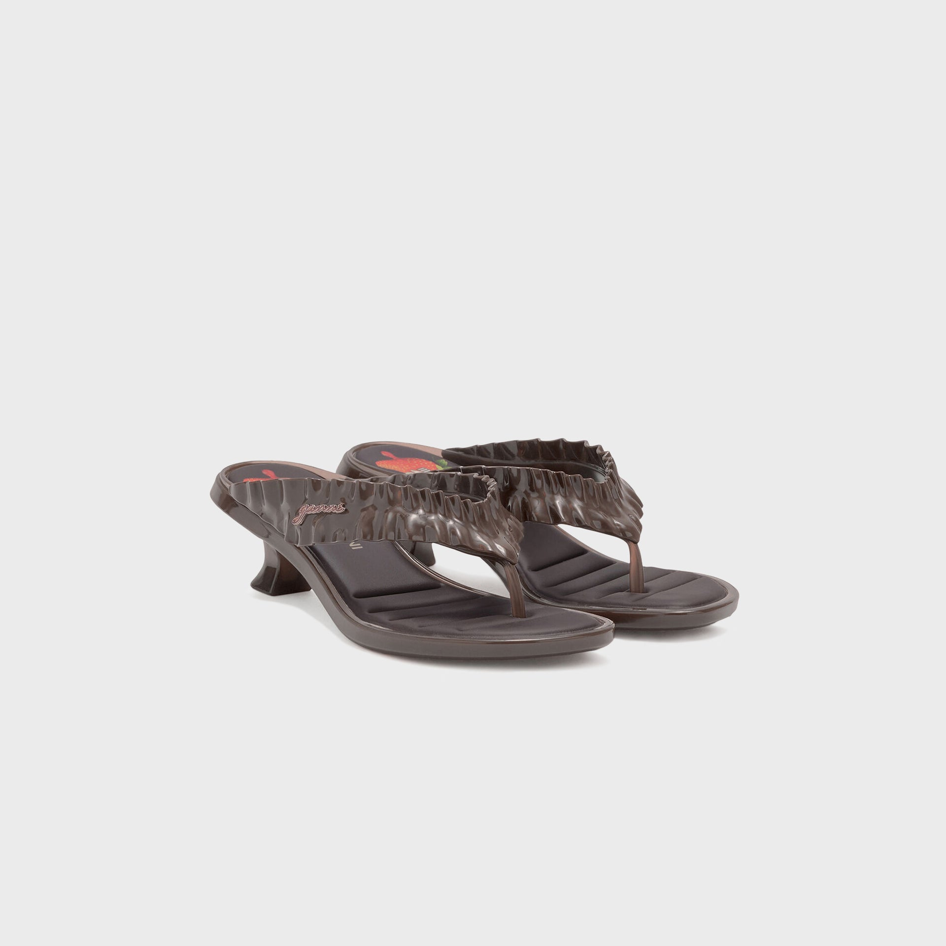 Ganni × Melissa Thong Kitten Heel - Brown