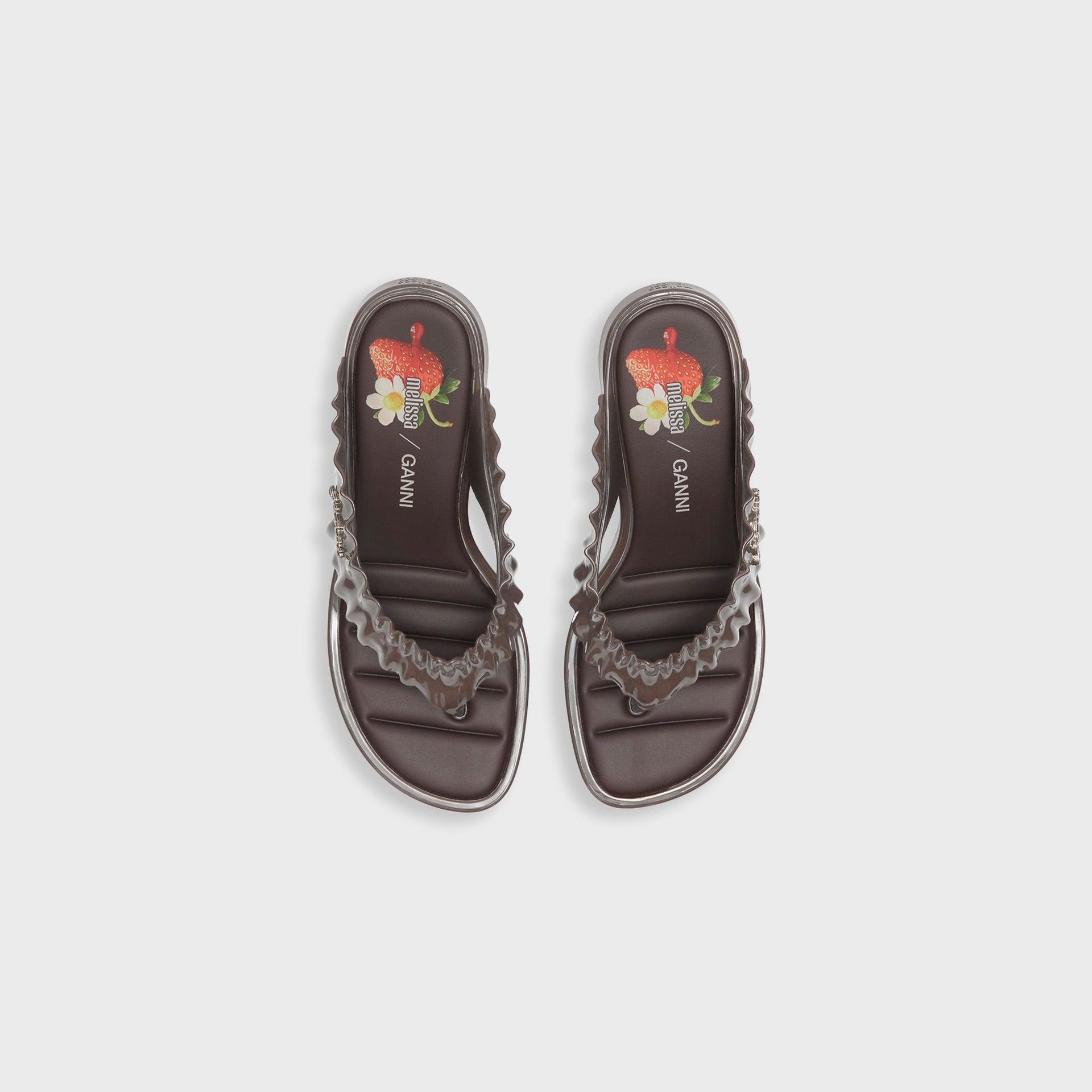 Ganni × Melissa Thong Kitten Heel - Brown
