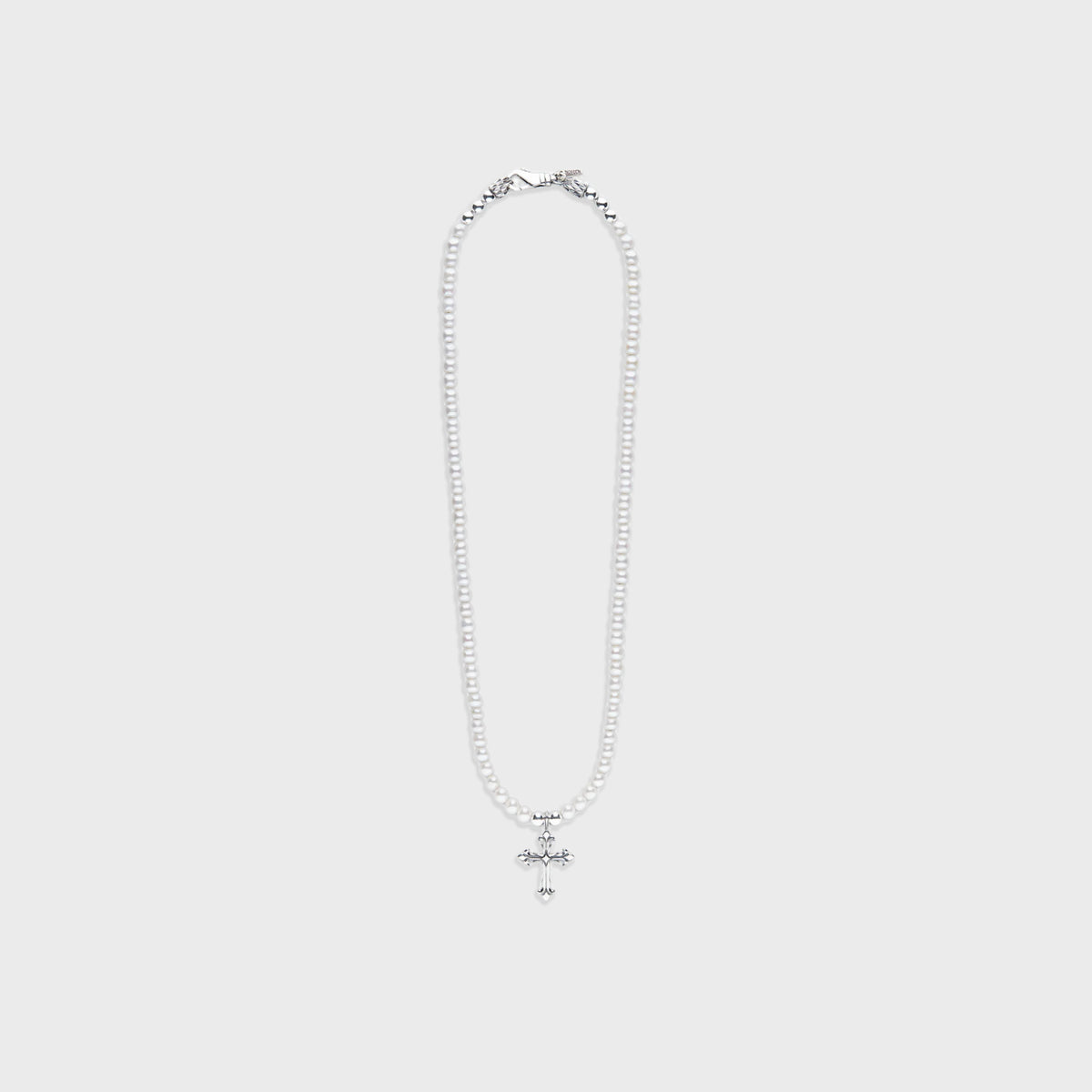 EMANUELE BICOCCHI Pearl Cross Necklace ‐ Silver / White