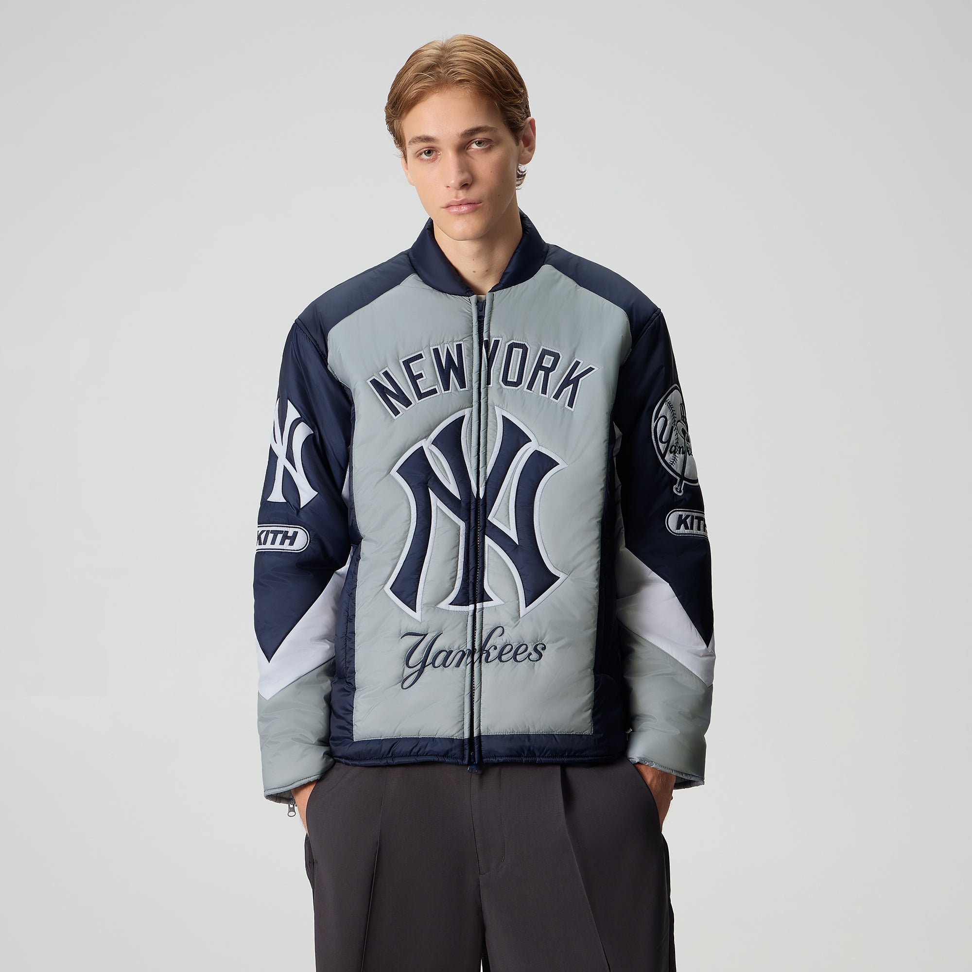 Kith for the New York Yankees Zip Brixton Puffed Shirt Jacket