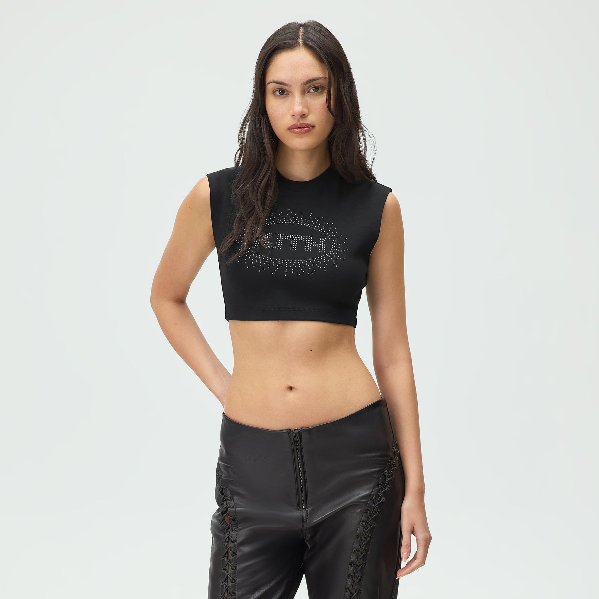Lisa for Kith Women Carsyn Cropped Muscle Tank - Black