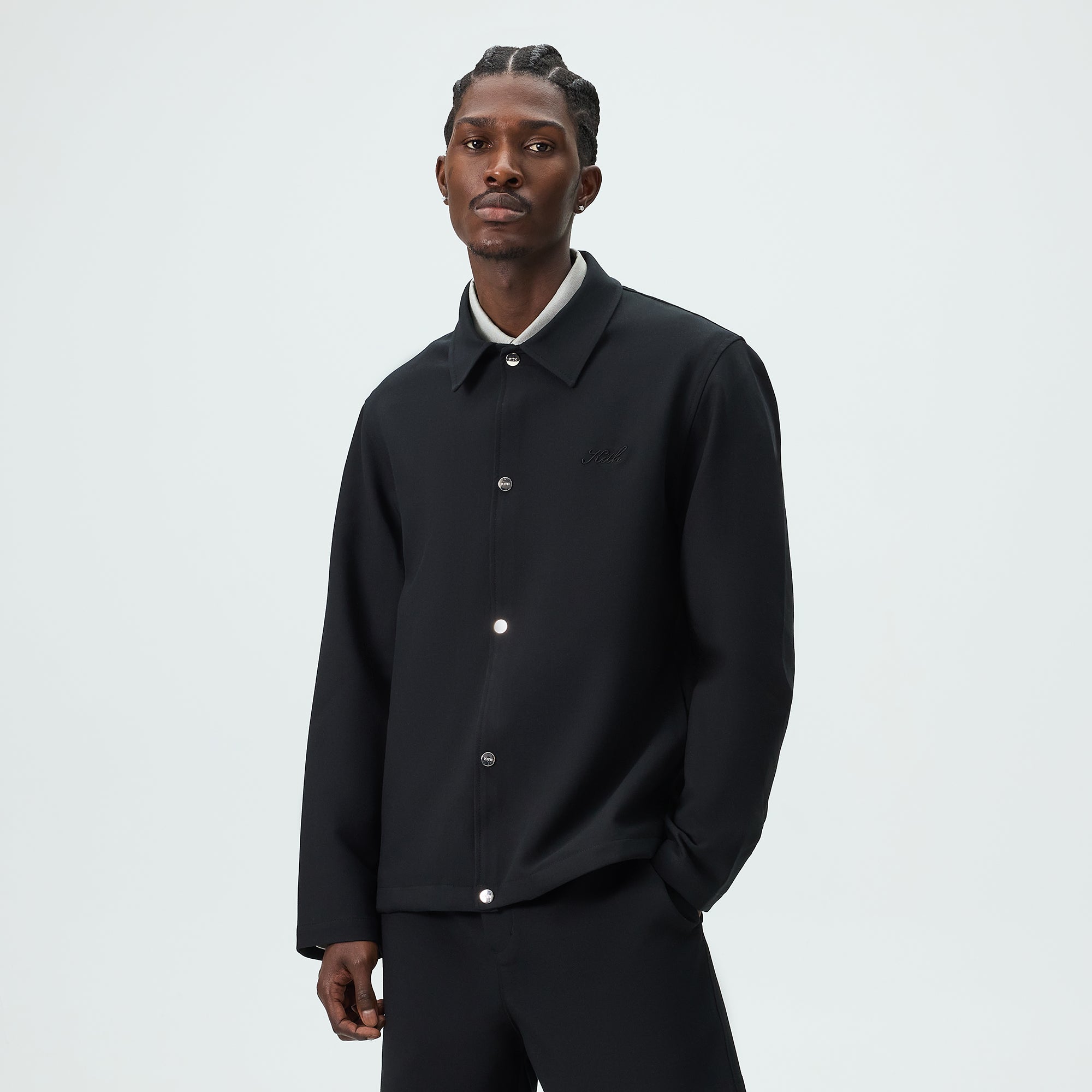 Kith Midweight Double Weave Coaches Jacket - Black – Kith Japan