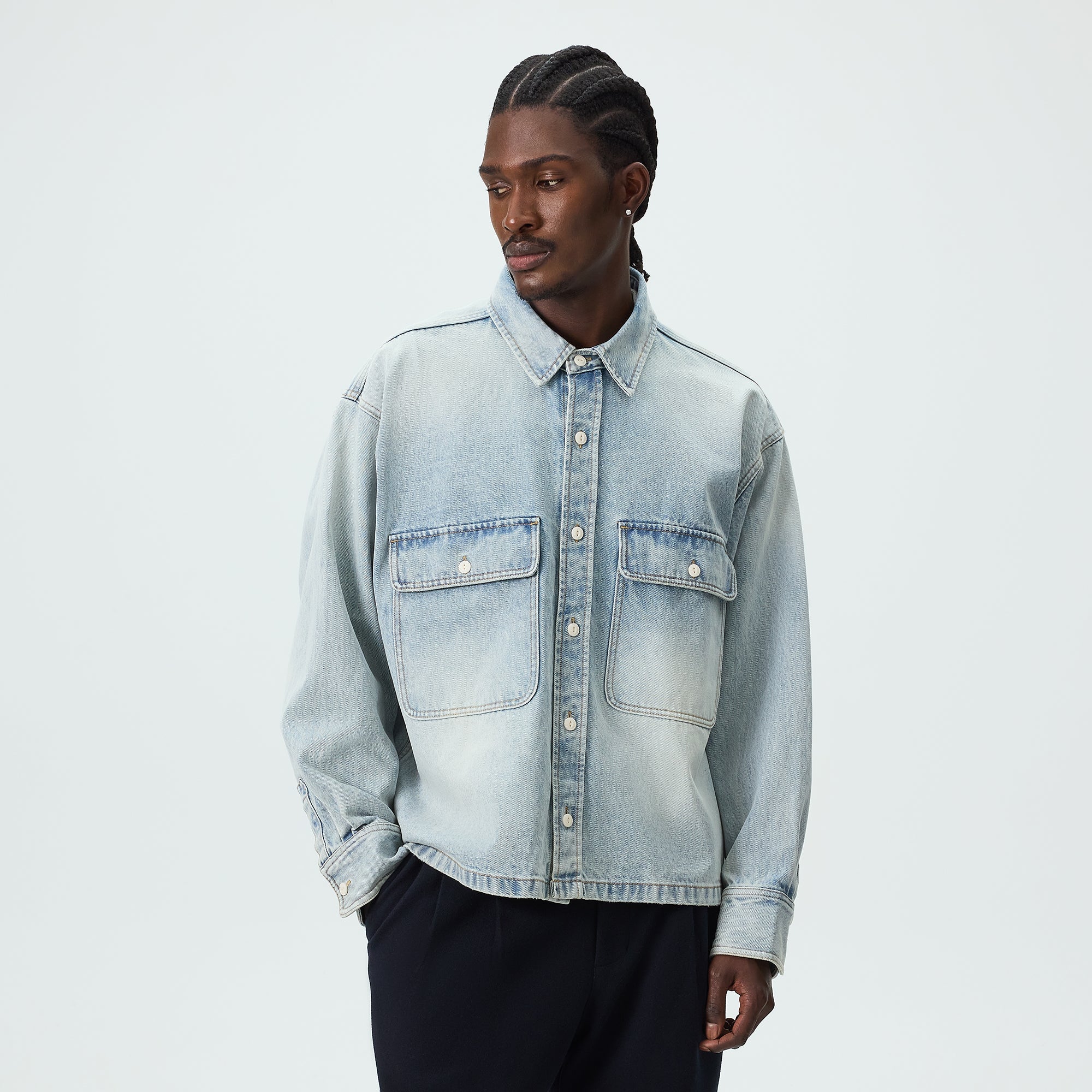 Kith Henson Denim Shirt - Light Indigo – Kith Japan