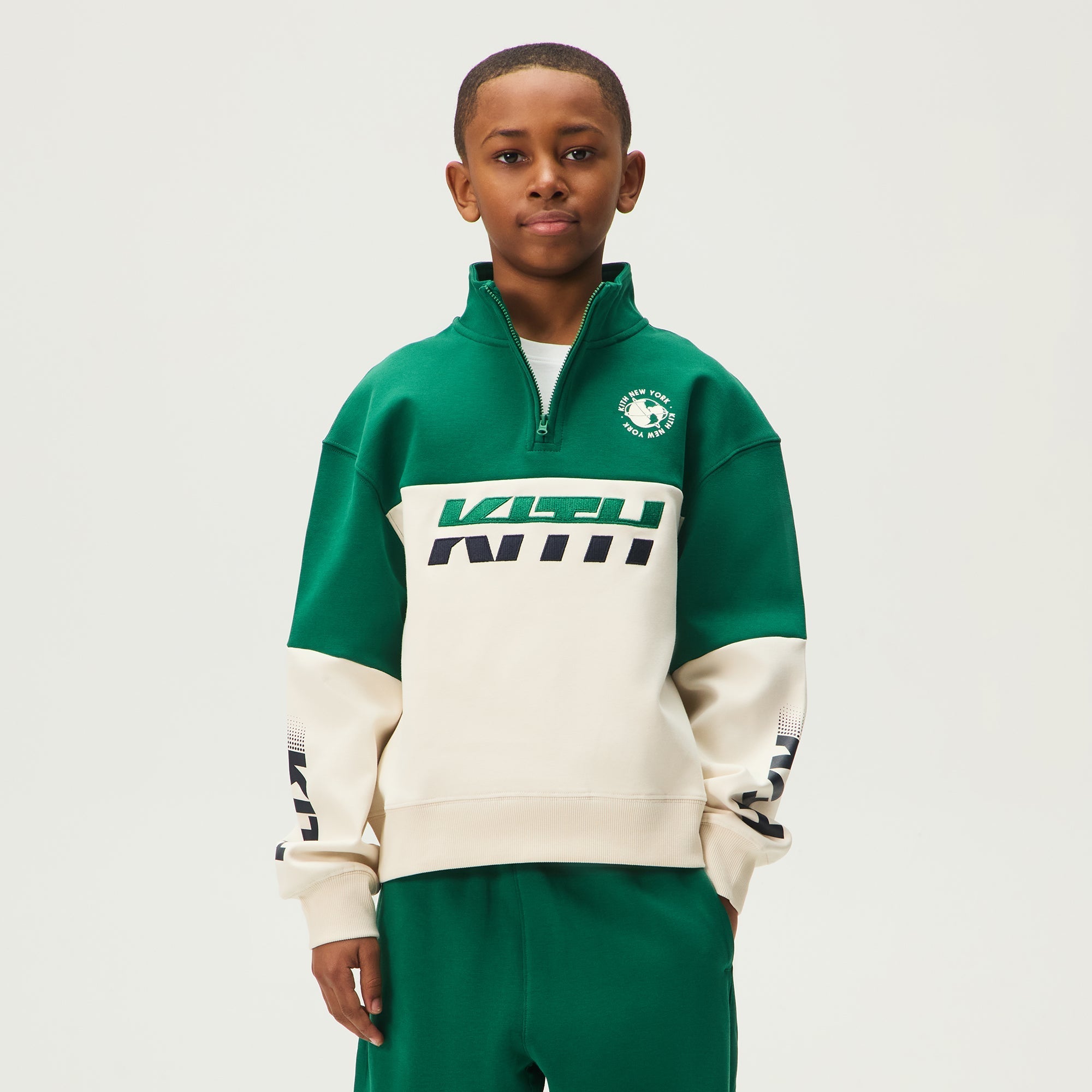 Kith Kids Logo Blocked Hunter Quarter Zip - Newt – Kith Japan
