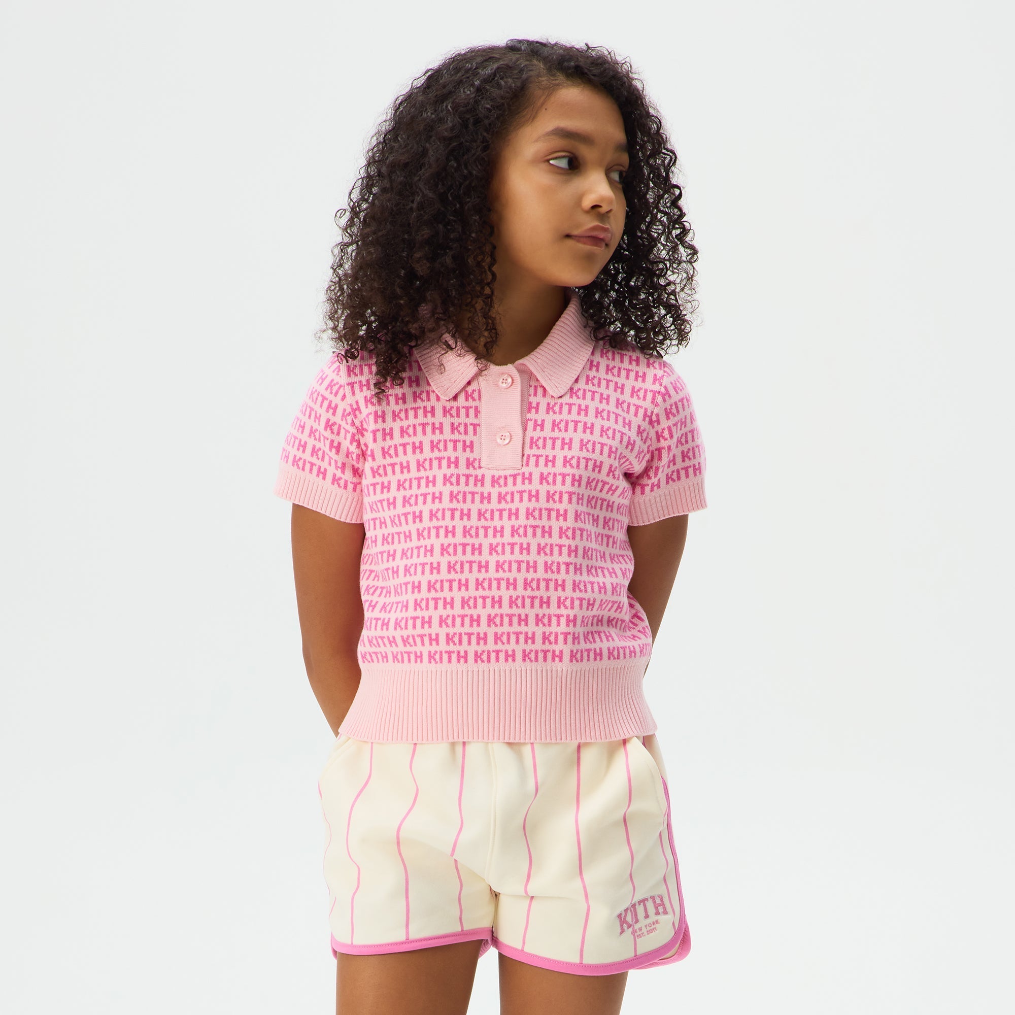 Kith Kids Cropped Monogram Jacquard Teagan Polo - Bubble – Kith Japan