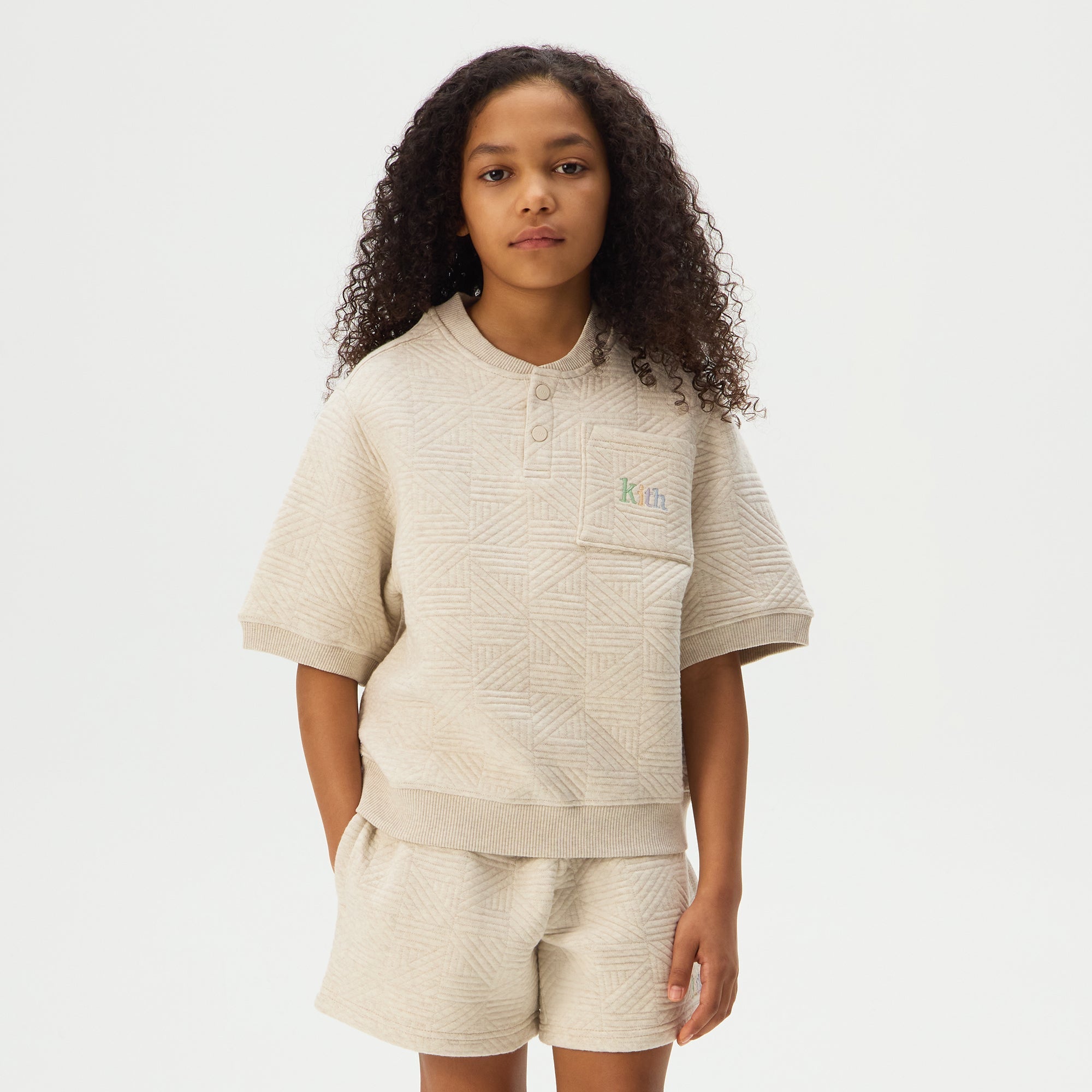 Kith Kids Quilted Nelson Henley - Sandy Heather – Kith Japan