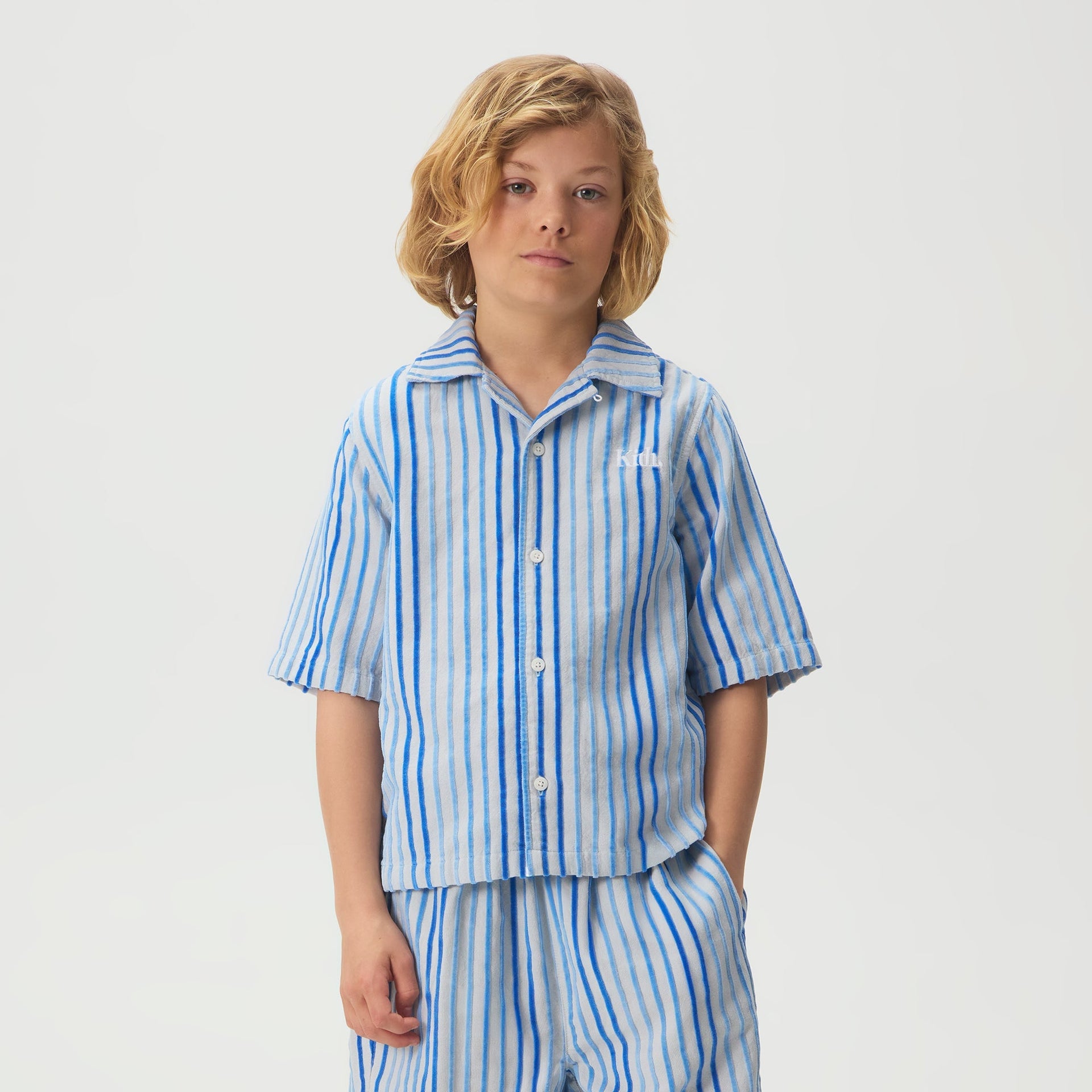 Kith Kids Chenille Stripe Thompson Camp Shirt - Cornflower
