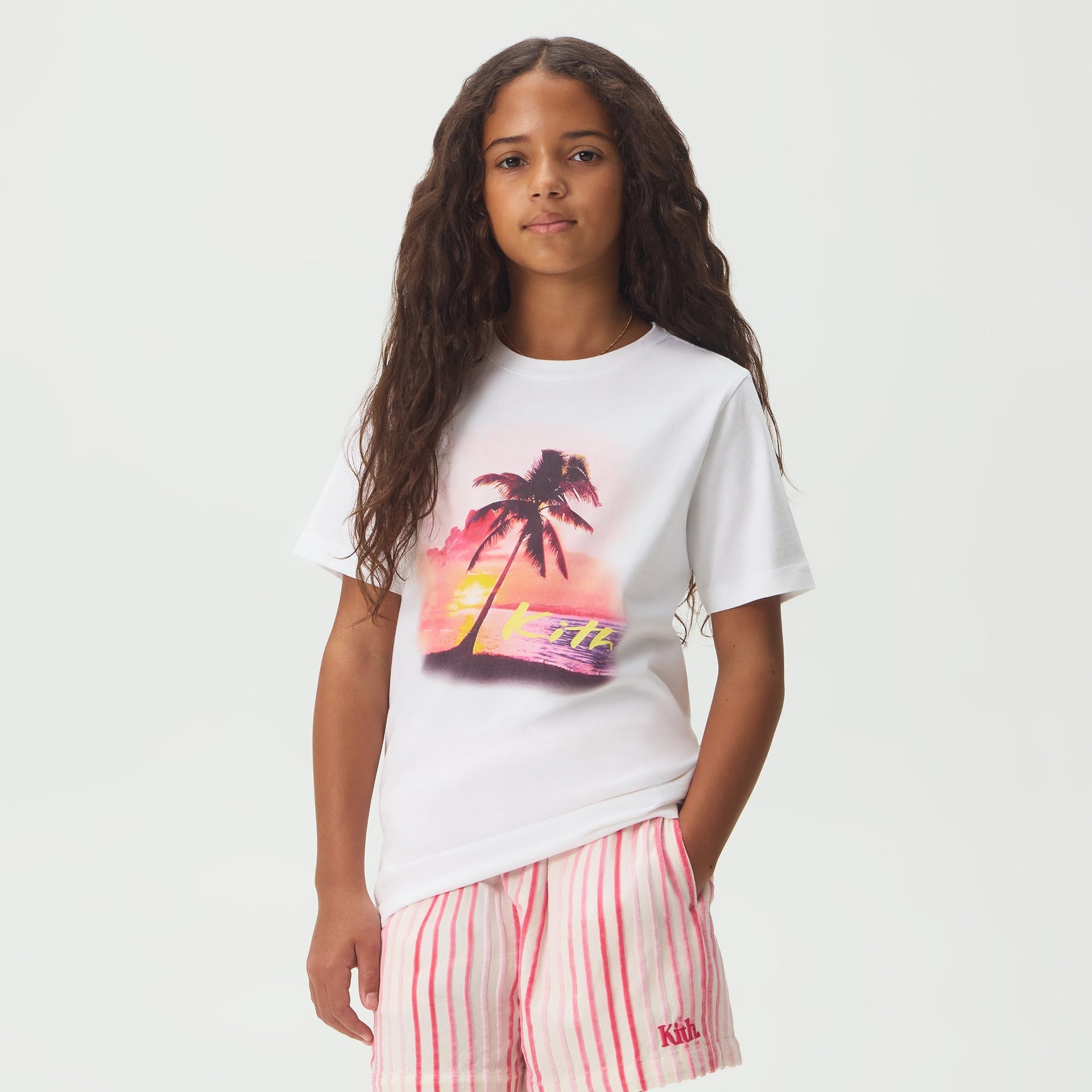 Kith Kids Sunset Palm Graphic Tee - White