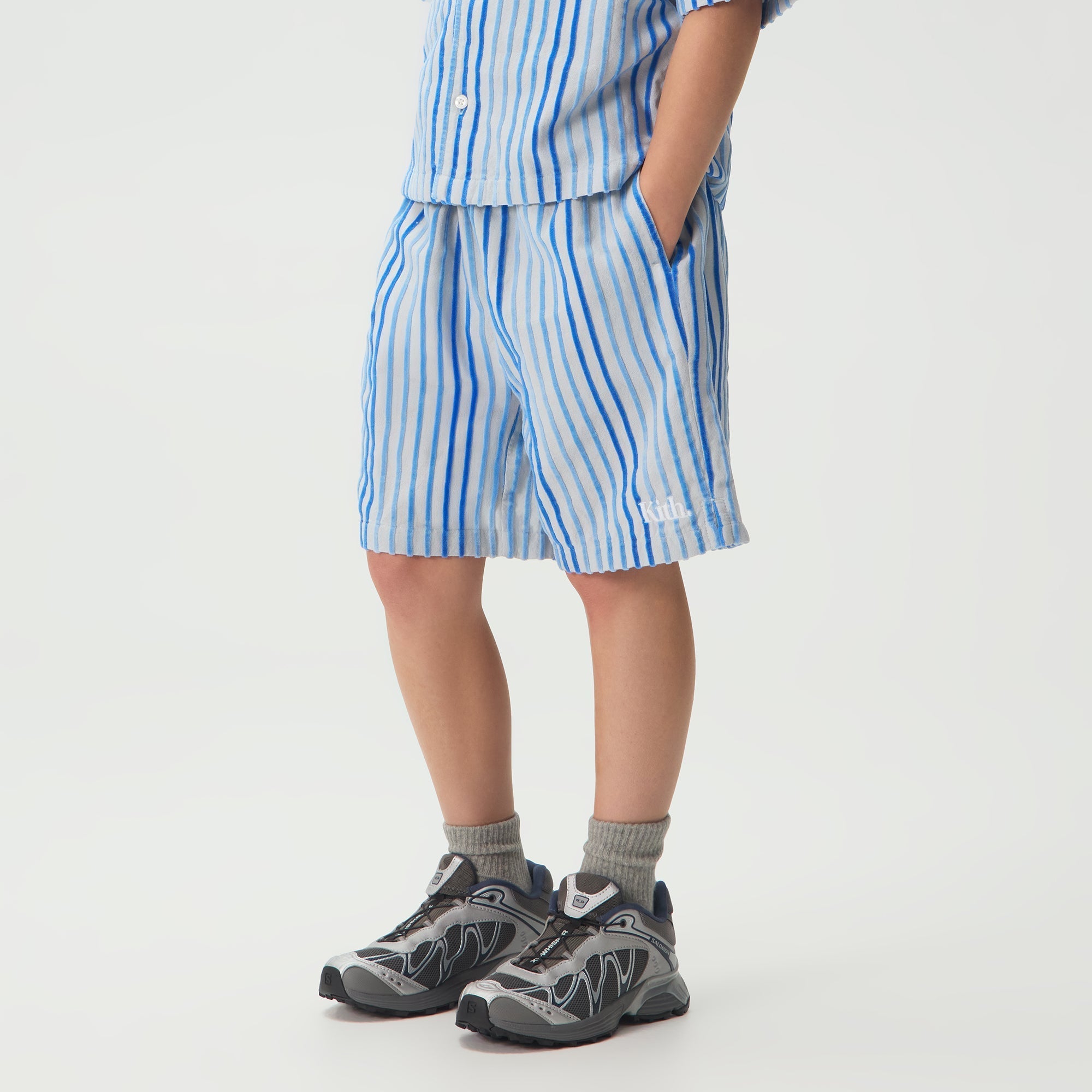 KITH キャンプ Kith Kids Chenille Stripe Thompson Camp Shirt - Cornflower - PH
