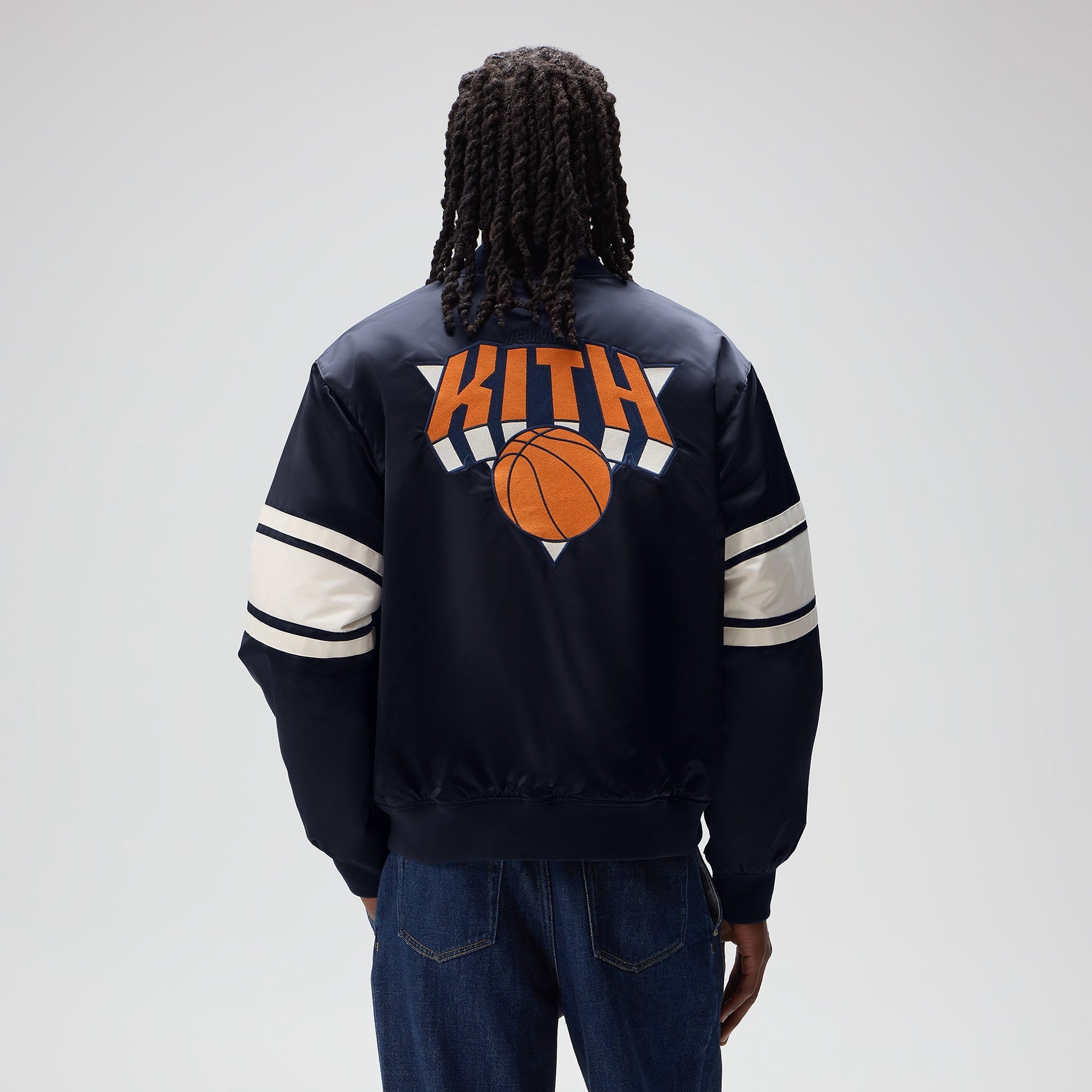 Kith for the New York Knicks Classic Satin Bomber Jacket - Nocturnal