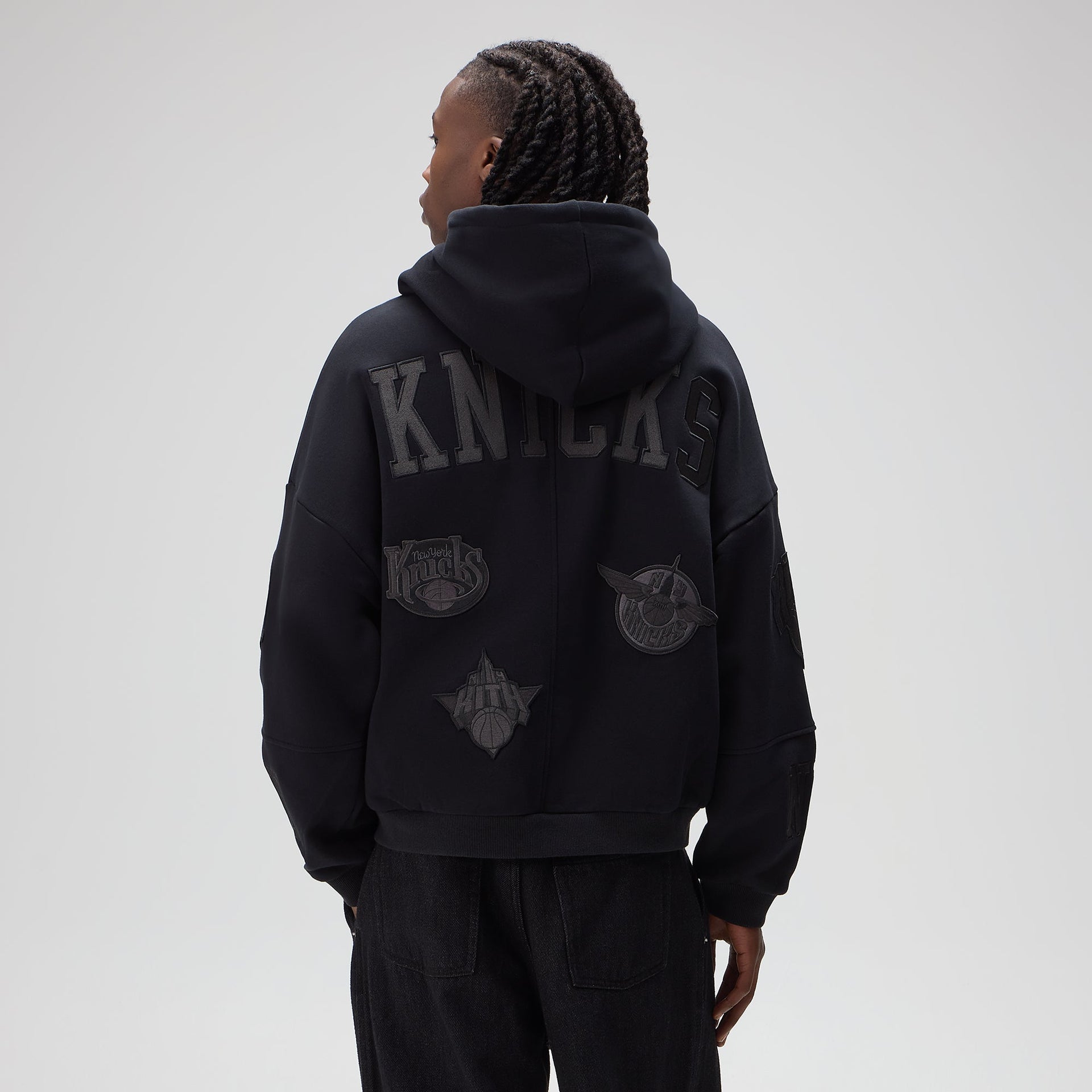 Kith for the New York Knicks Mash Up Cropped Braxton Vintage Hoodie - Black