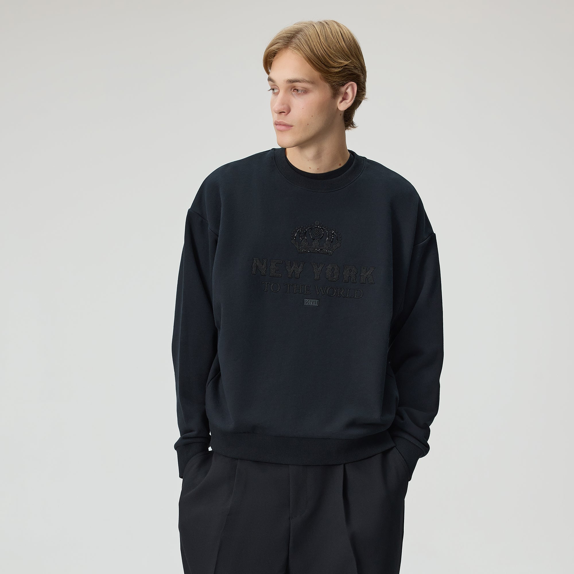 Kith New York To The World Crown Crewneck - Black – Kith Japan