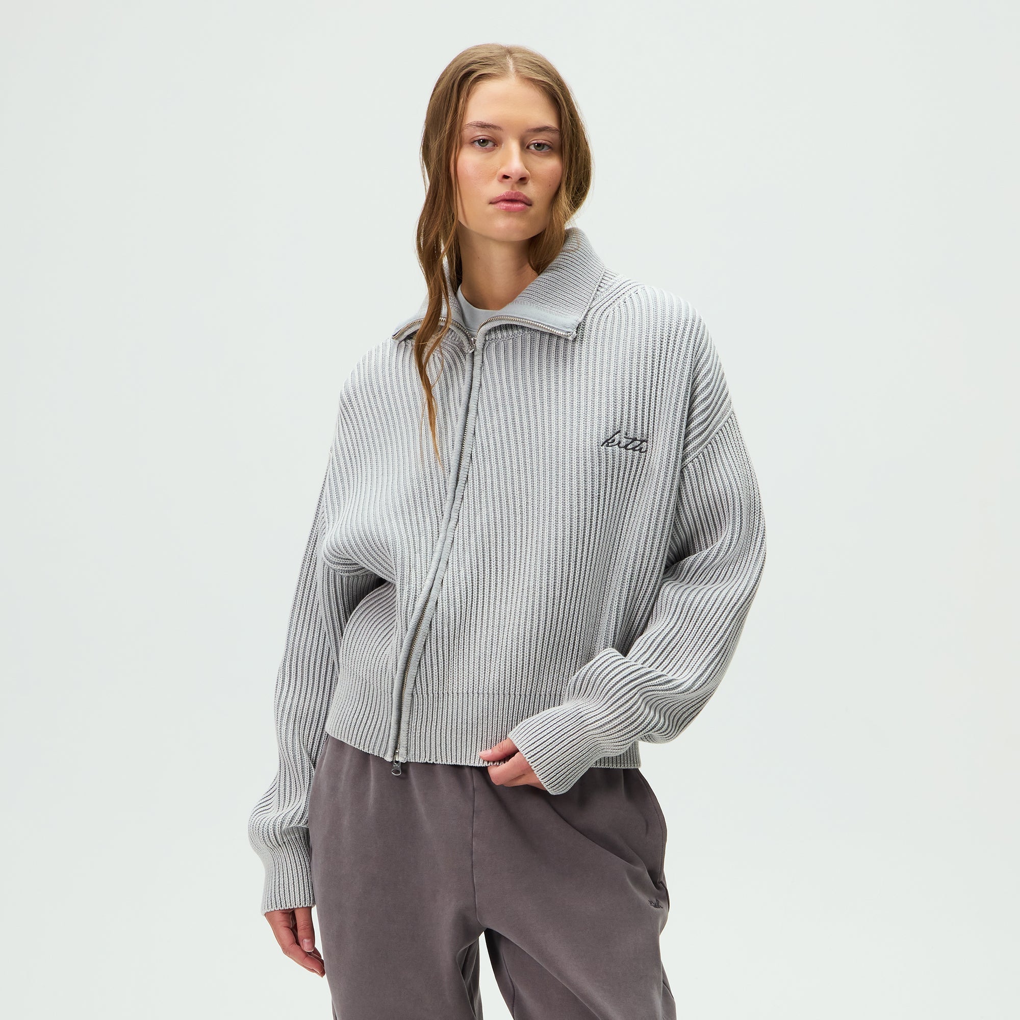 Kith ハイネックハーフスリーブポロシャツ L ライトグレー ポロシャツ トップス メンズ 夏 半袖 5分袖 スキッパー ゆったり 抗菌