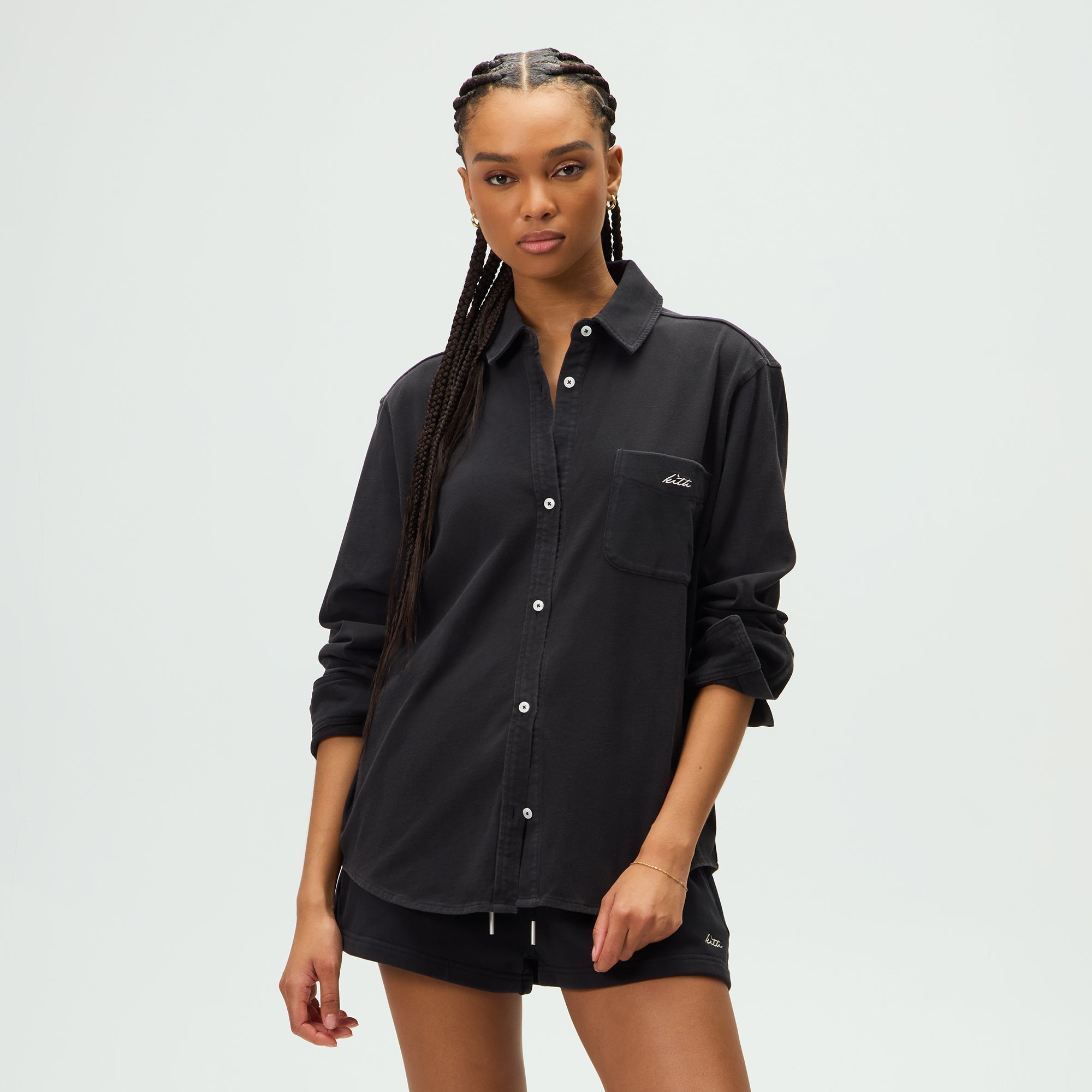 KITH (キス) Kith Women Seersucker Ora Shirt 'Cacao' 22050061000520 チャコールグレー M Buy Kith Women Seersucker Ora Shirt 'Cacao' - KHW030145 237 | GOAT