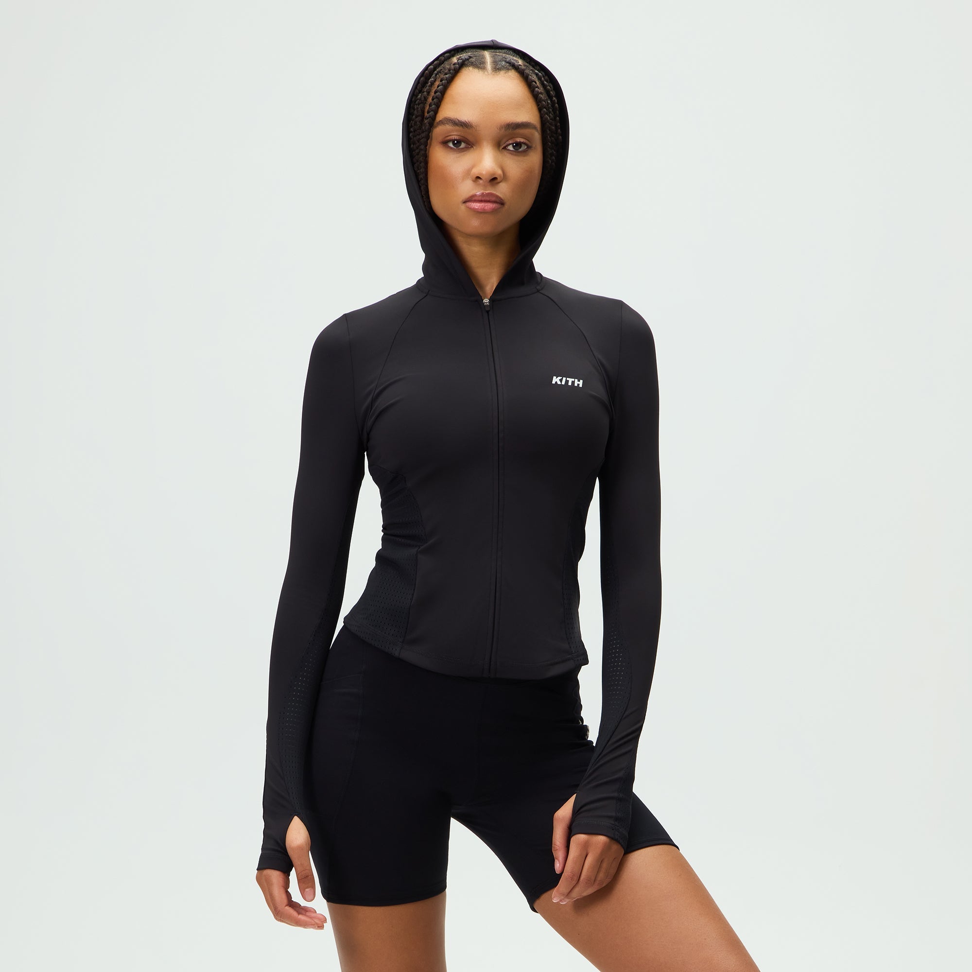 Kith Women Alyza Paneled Zip Hoodie - Black – Kith Japan