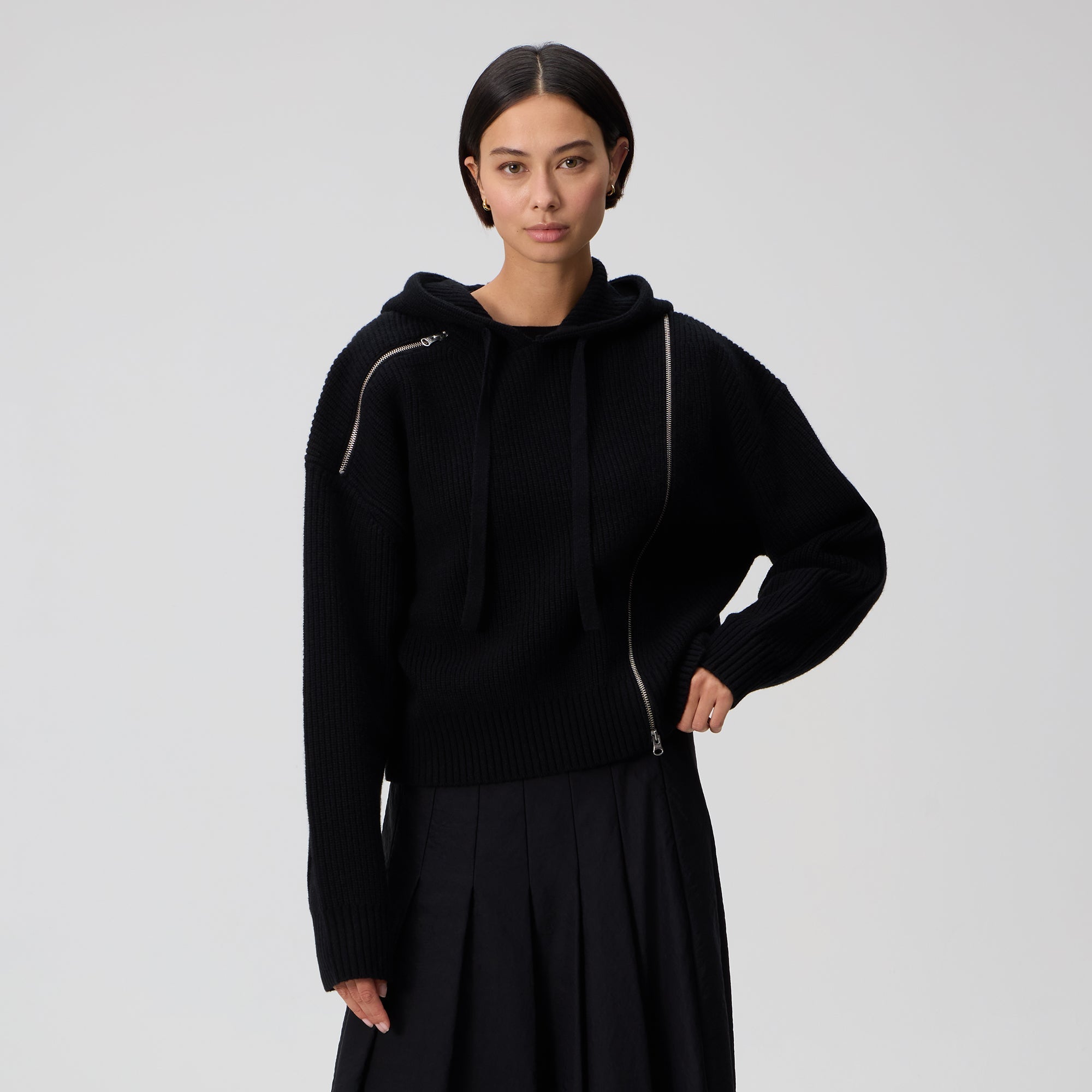 KITH NYC キスニューヨークシティ 25AW Women Juni Zipper Sweater Hoodie ジッパー付きセーターパーカー 25080061000540 XS BLACK ニット トップス【中古】【KITH NYC】 KITH NYC キスニューヨークシティ 25AW Women Juni Zipper Sweater