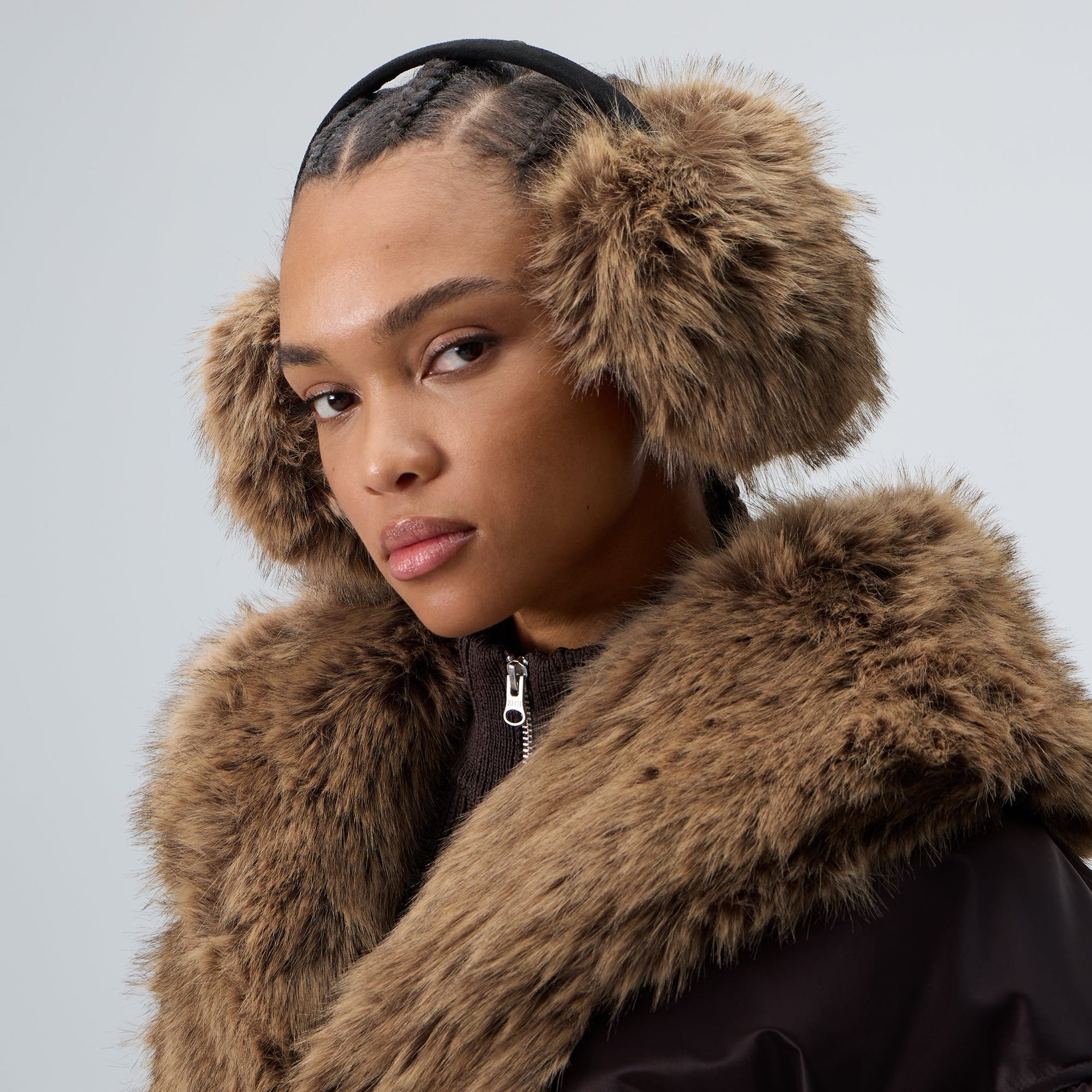 Kith Women Faux Fur Shaggy Ear Muff - Birch