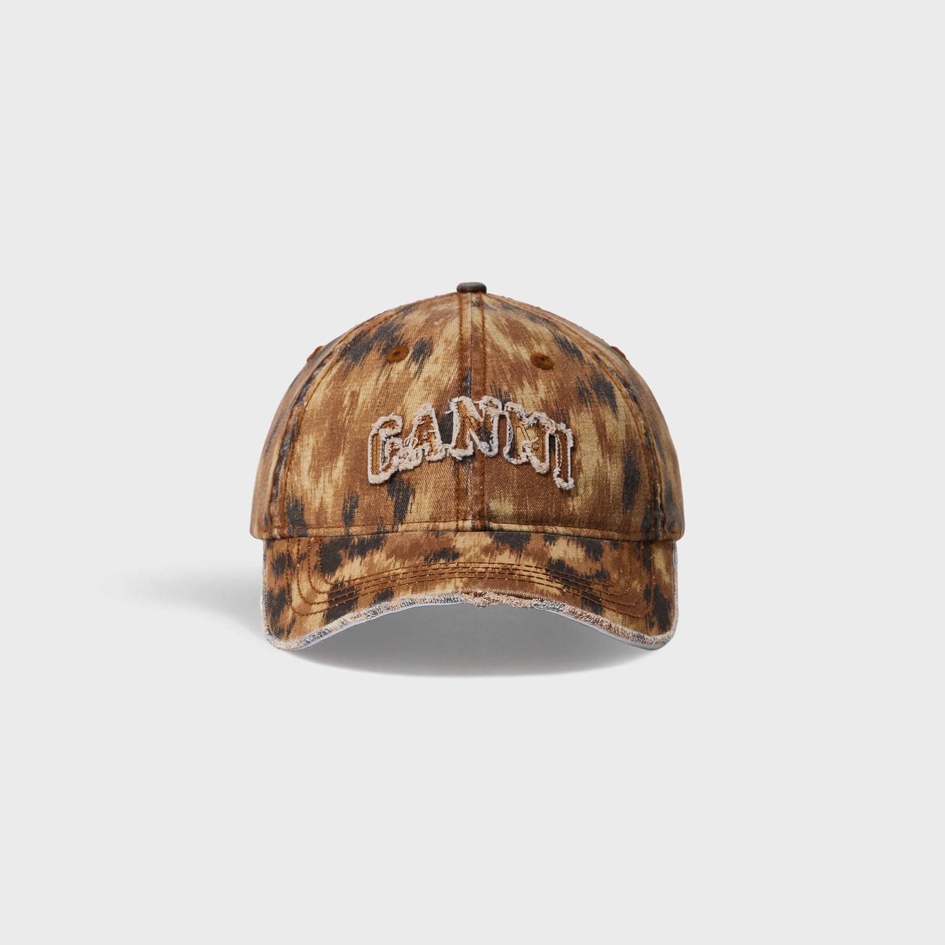 Ganni Washed Cotton Print Canvas Cap - Argan Oil