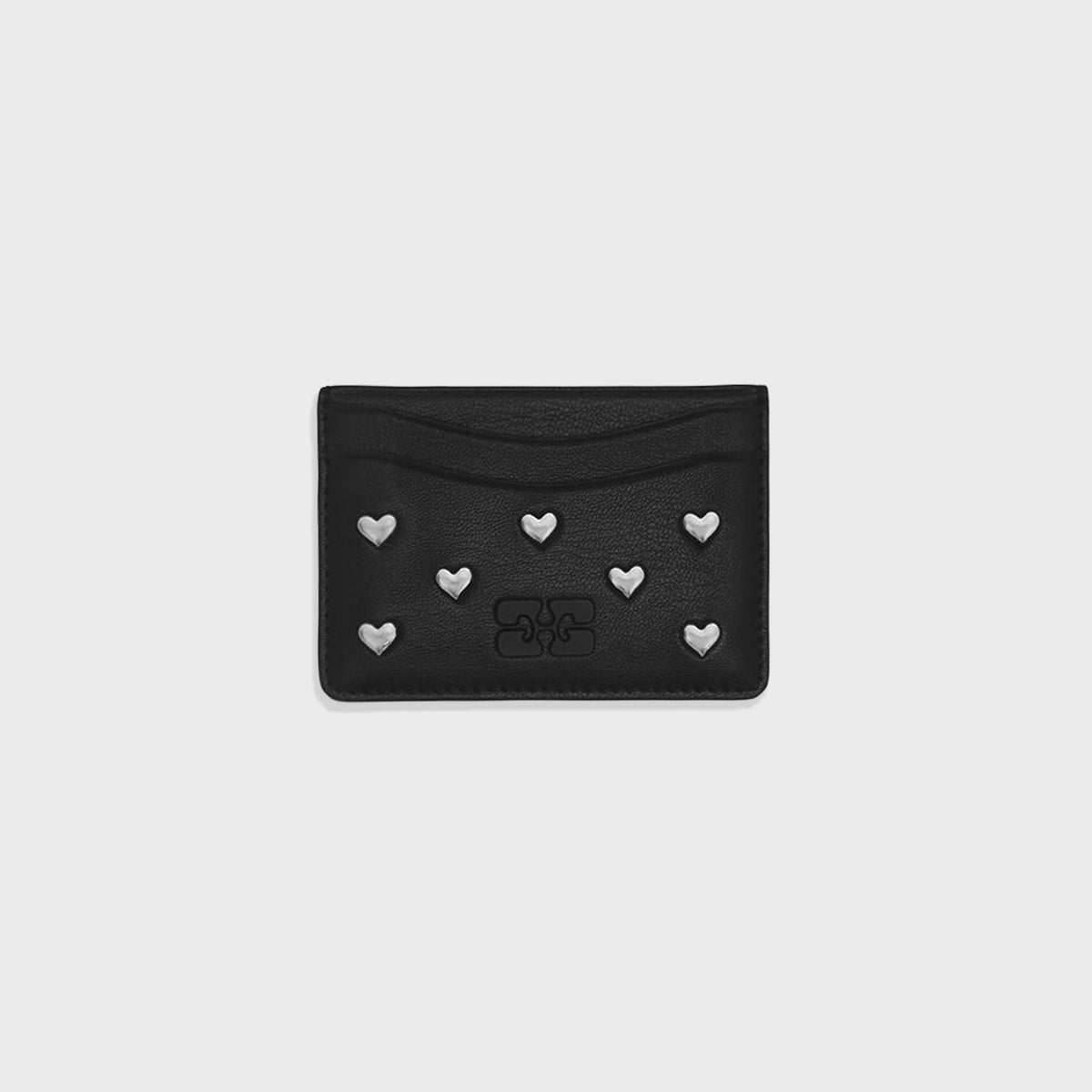 Ganni Bou Card Holder Hearts studs - Black