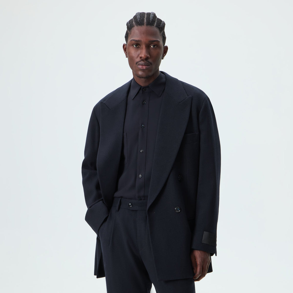Giorgio Armani &Kin The Traveler Virgin Wool Double-Breasted Jacket - Ink