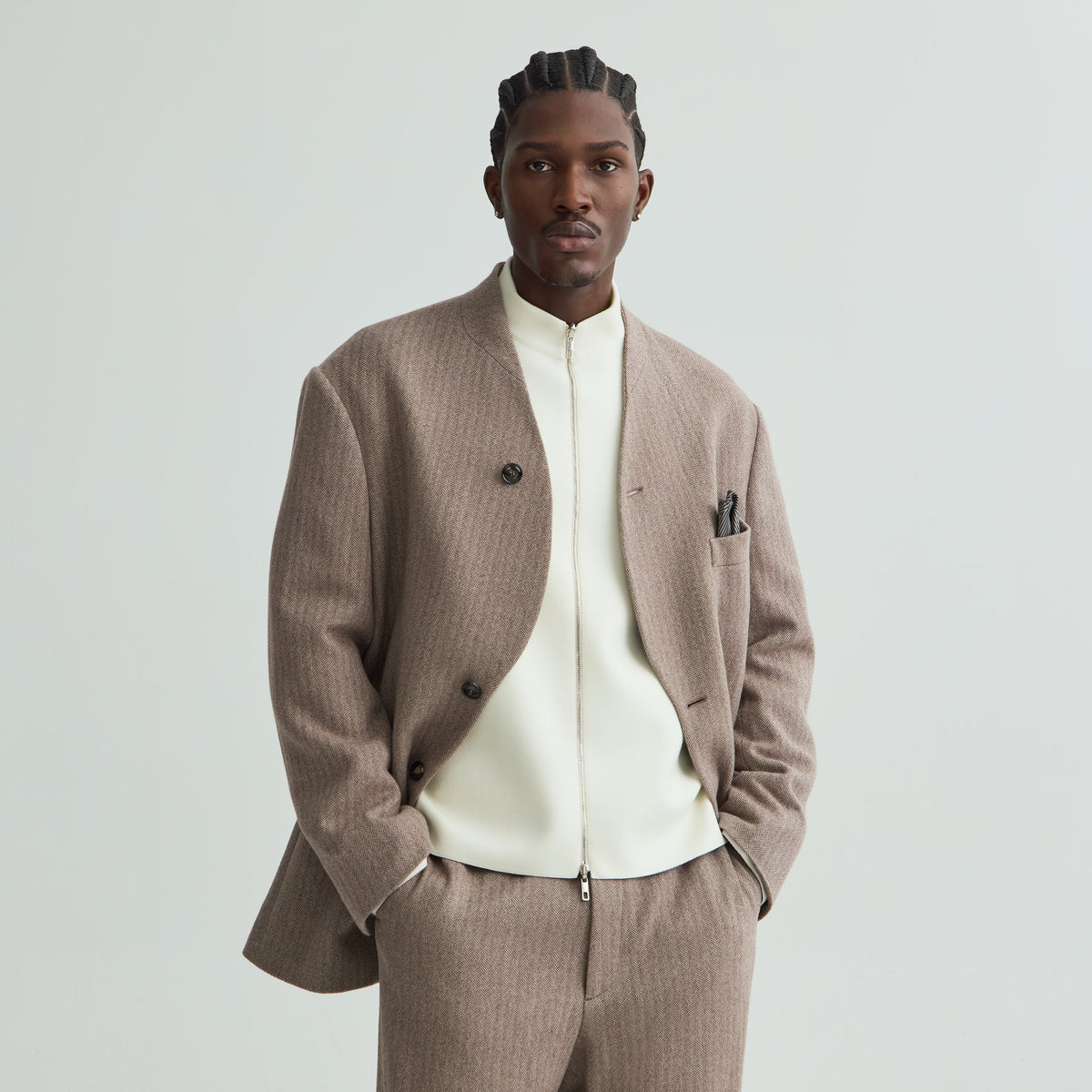 Giorgio Armani & Kith Cashmere Collarless Blazer - Iron
