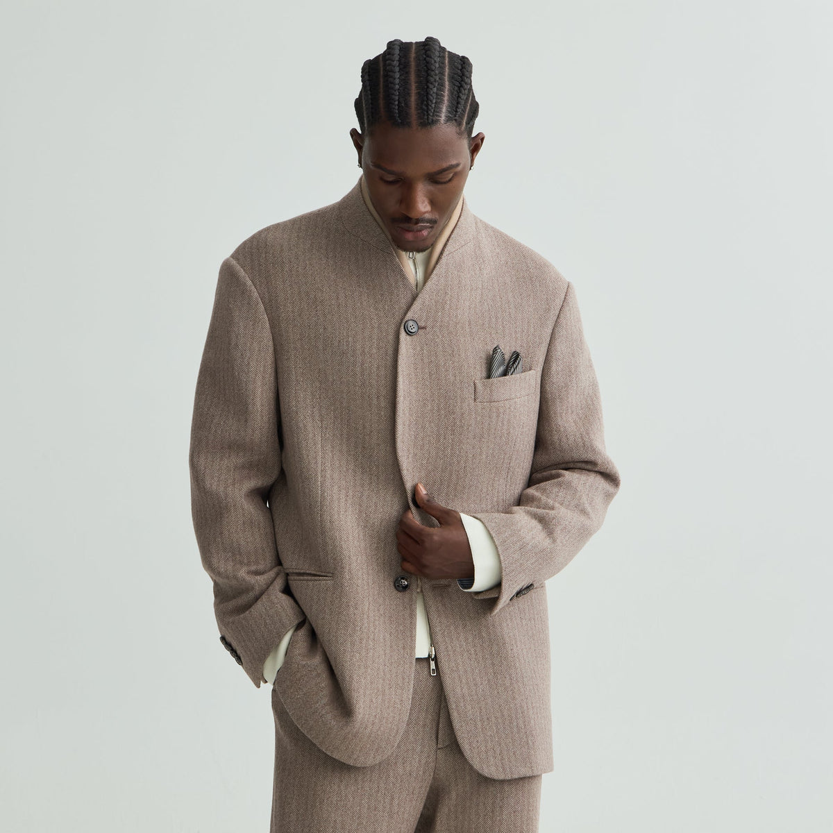 Giorgio Armani & Kith Cashmere Collarless Blazer - Iron