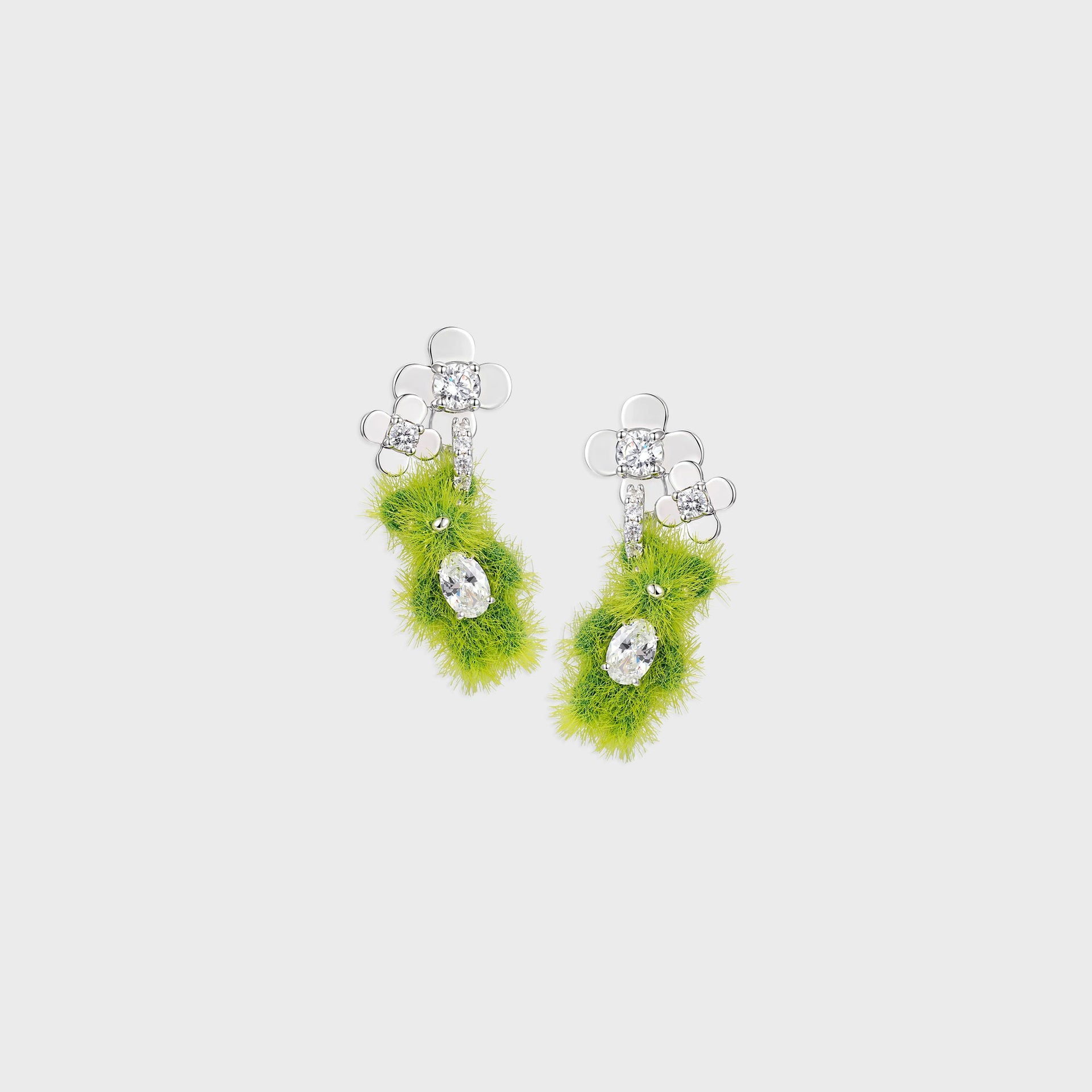 YVMIN Grass Flower Bear Earring - Green