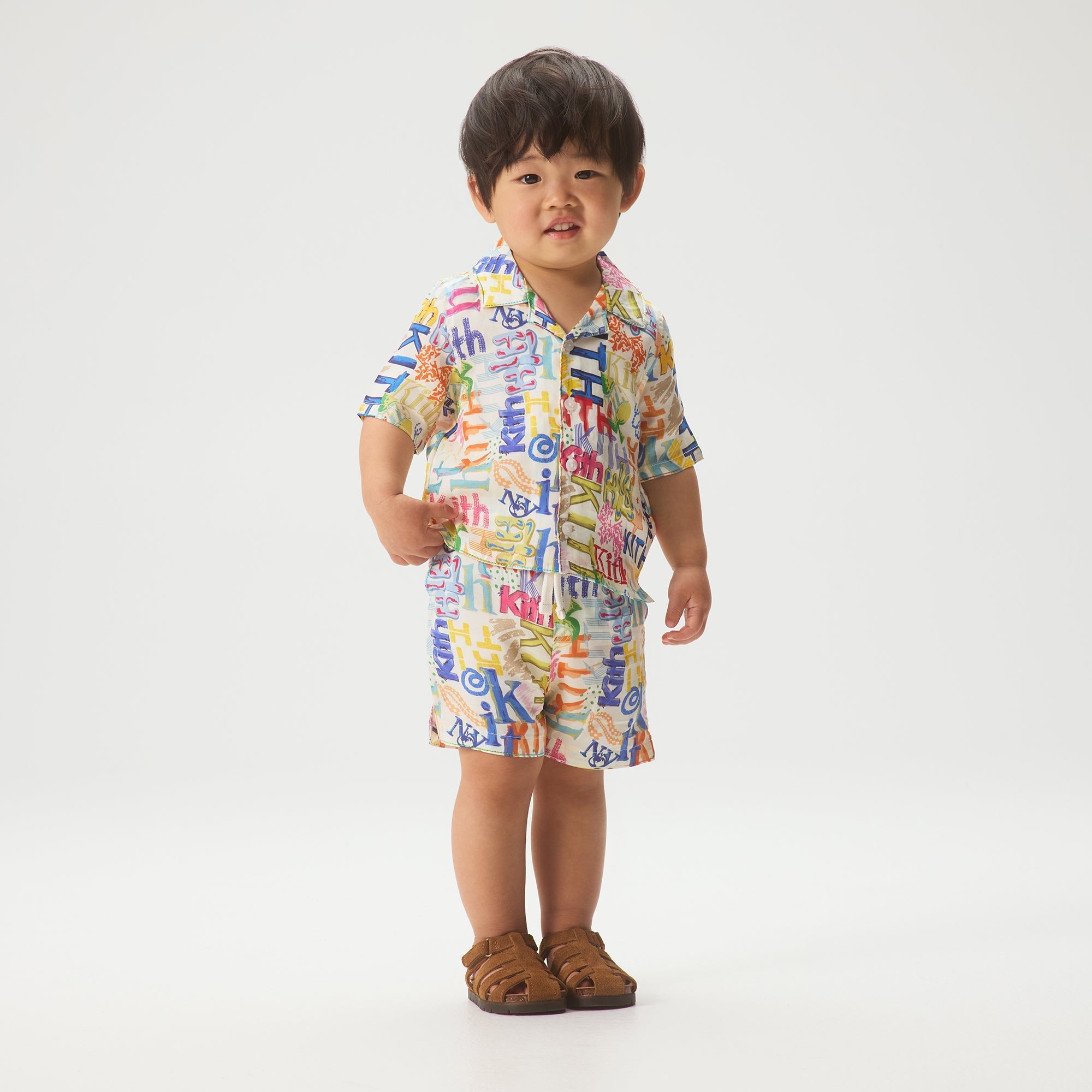 KITH ベージュ タオル生地セットアップ Kith Baby Novelty Fair Isle Sweater Coverall Set - Mocha Heather