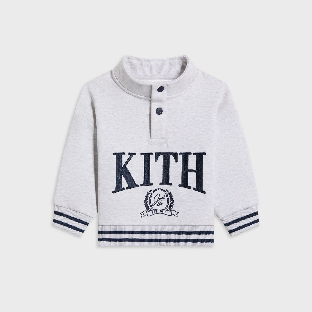 Kith Baby Collegiate Snap Hunter Crewneck - Light Heather Grey