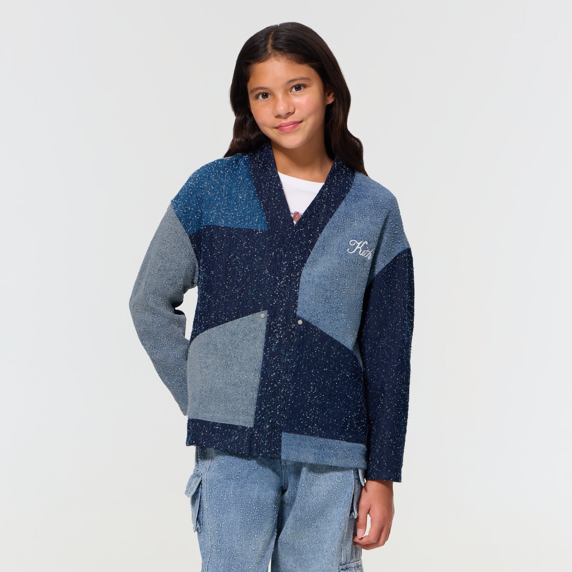 Kith Kids Patchwork Textured Denim Gi Shirt - Indigo