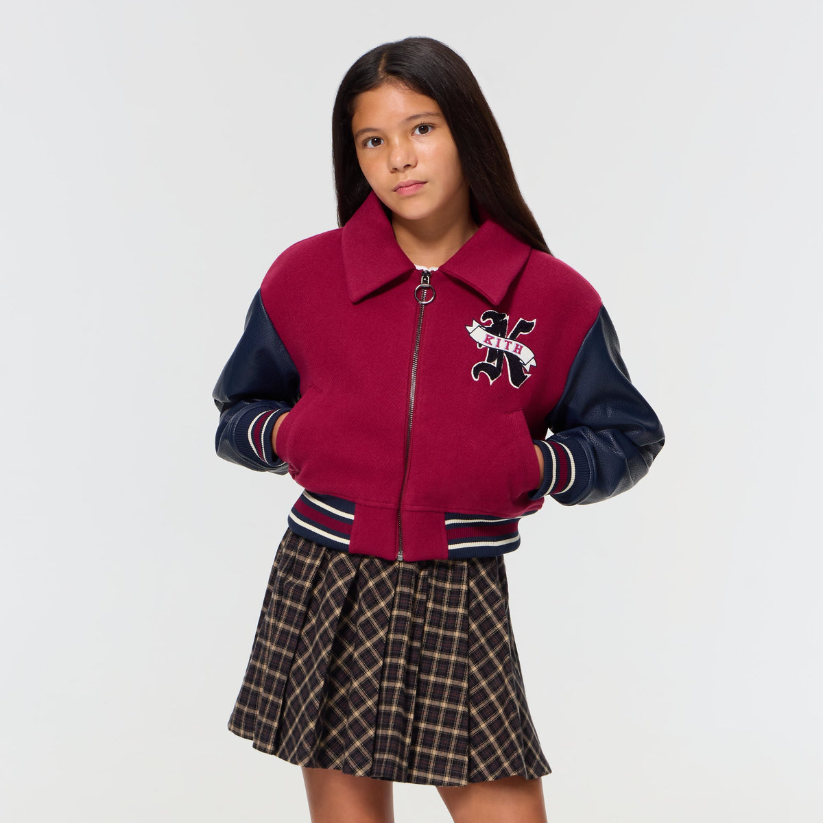 Kith Kids Cropped Varsity Jacket - Noir