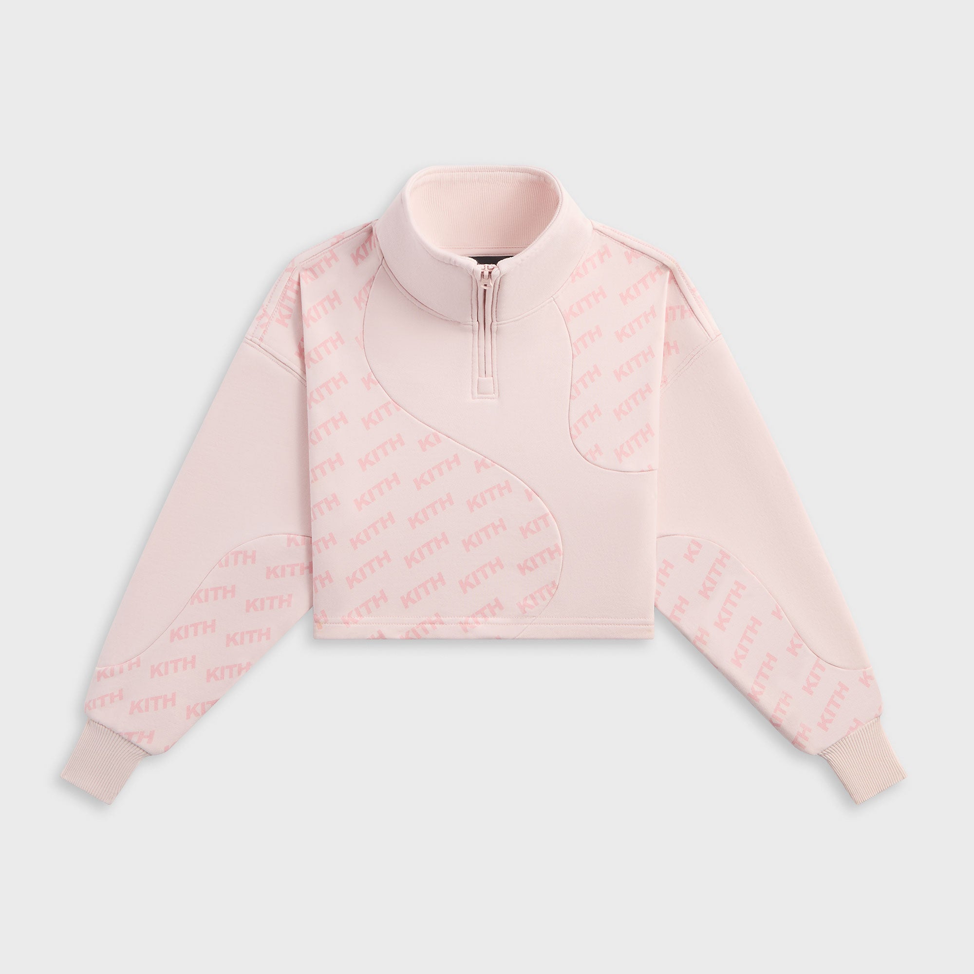 Kith Kids Blocked Monogram Cropped Jasper Quarter Zip - Perennial